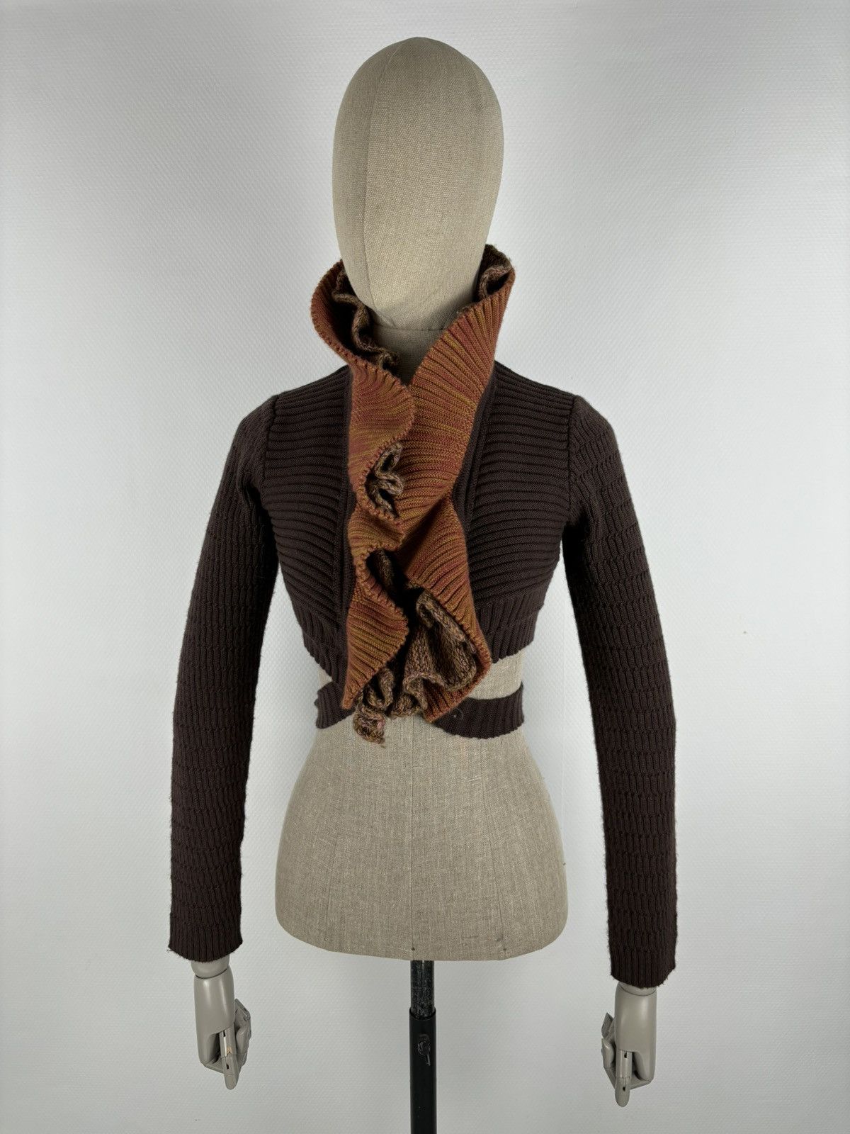 Cop Copine SAVE THE QUEEN Wool Knit Shawl Cardigan Crop Bolero Sweater Size XL / US 12-14 / IT 48-50 - 6 Thumbnail