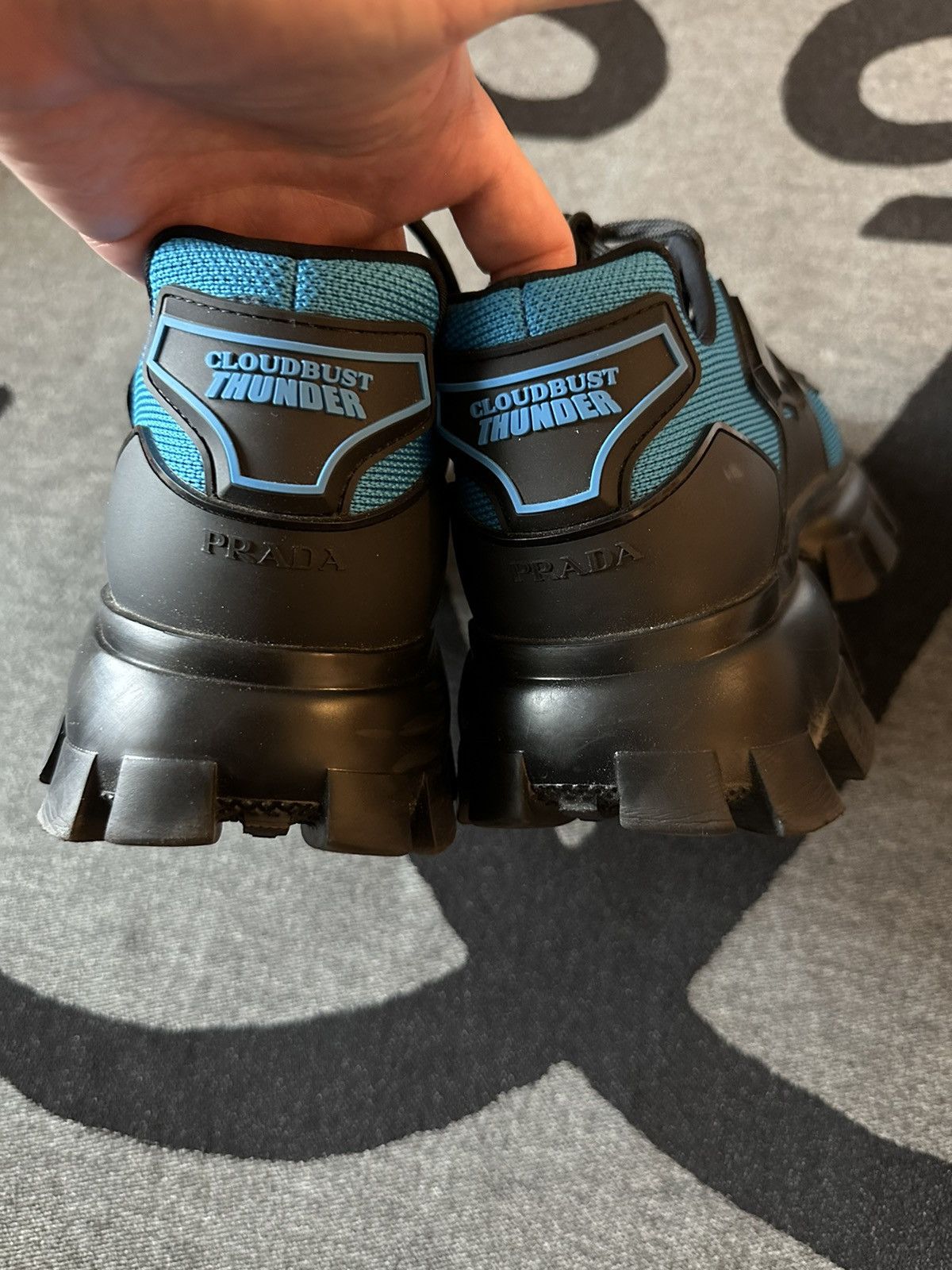Prada Prada Men's Cloudbust Thunder Lug-sole Sneakers Blue/Black Size US 8 / EU 41 - 4 Thumbnail