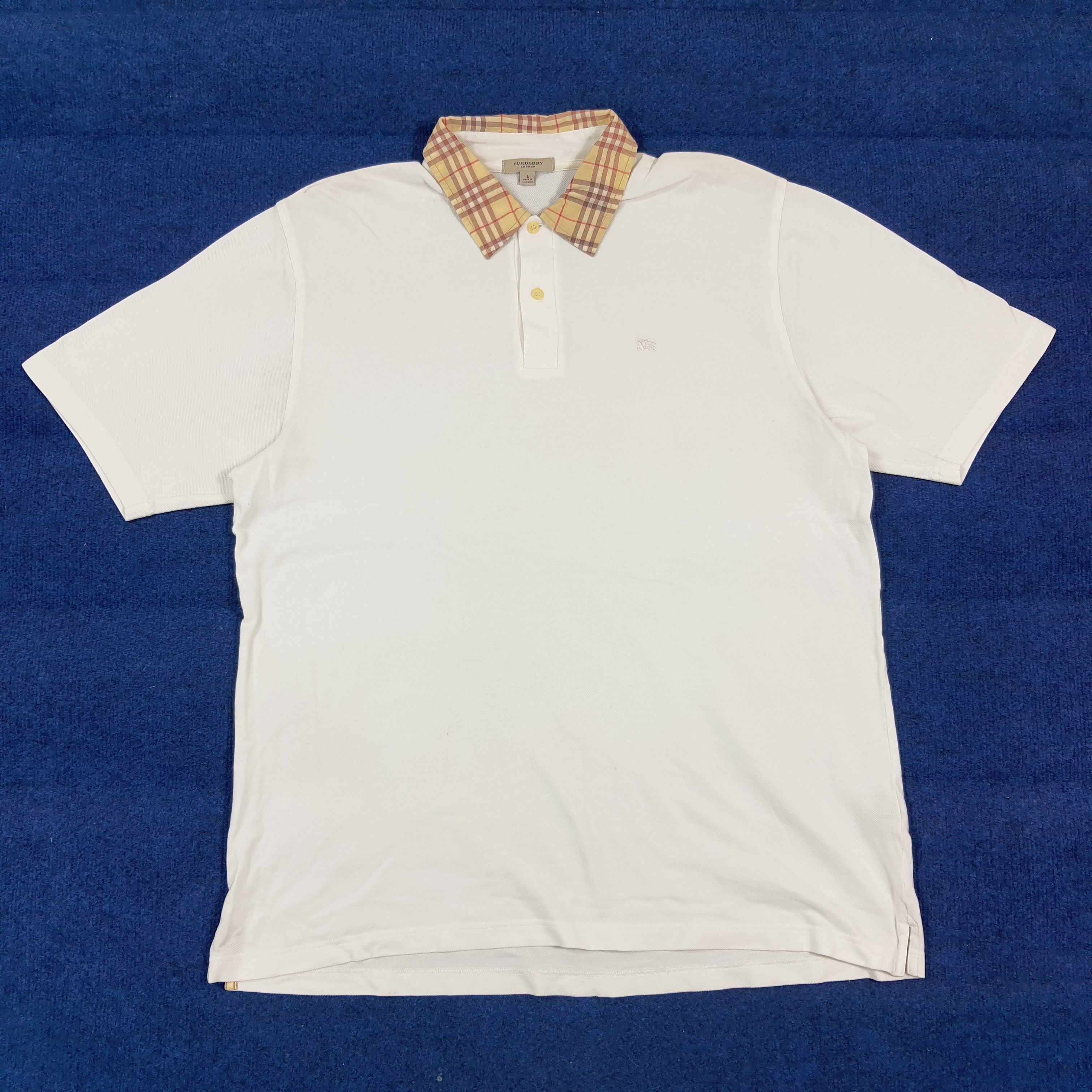 Burberry Vintage Burberry London White Nova Check Polo Shirt C299N52 Size US XL / EU 56 / 4 - 1 Thumbnail