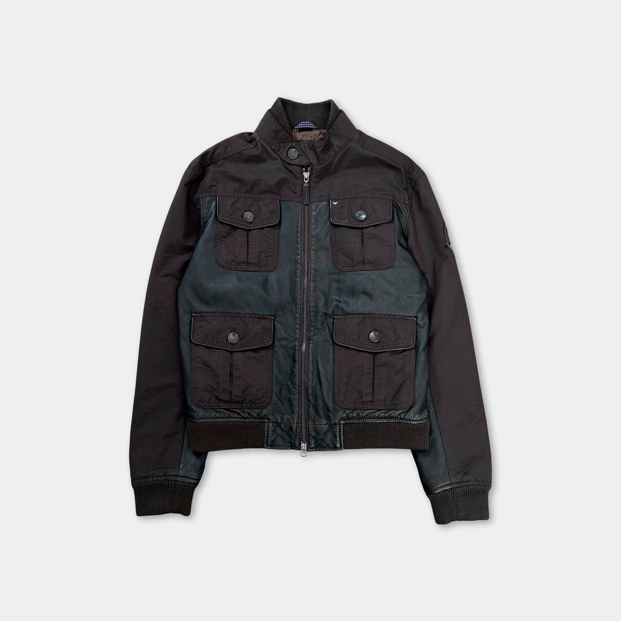 Armani Armani Jeans Leather Nylon Multipocket Cargo Jacket Size US M / EU 48-50 / 2 - 1 Thumbnail