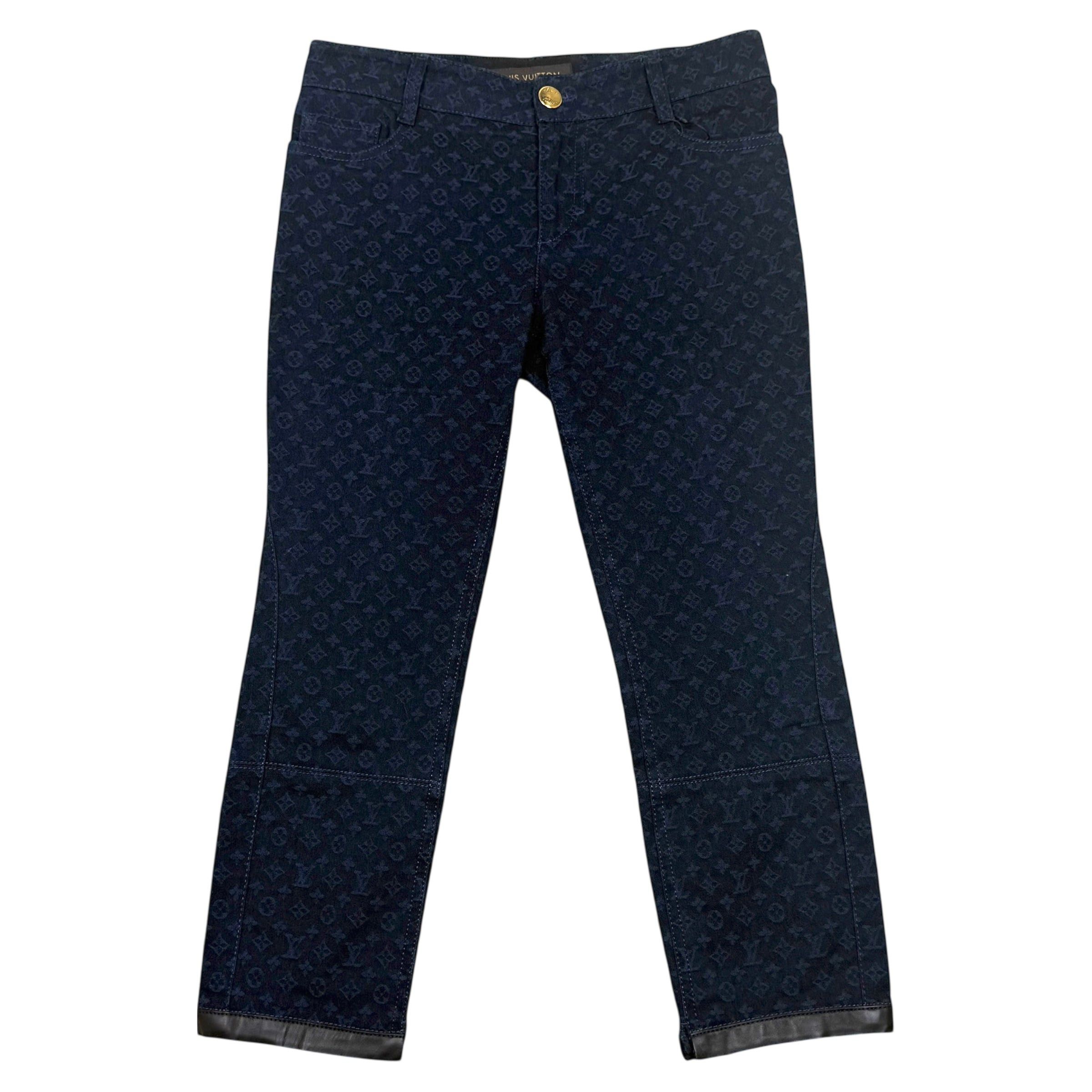 Louis Vuitton Louis Vuitton Monogram Lambskin Trim Capri Denim Pants Navy Size US 36 / EU 52 - 1 Thumbnail