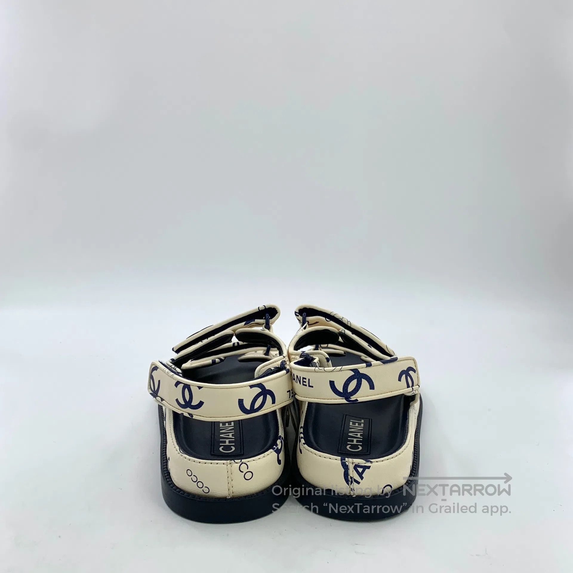 Chanel Chanel Beige camellia double C print casual Velcro flat sa Size US 7 / IT 37 - 4 Thumbnail