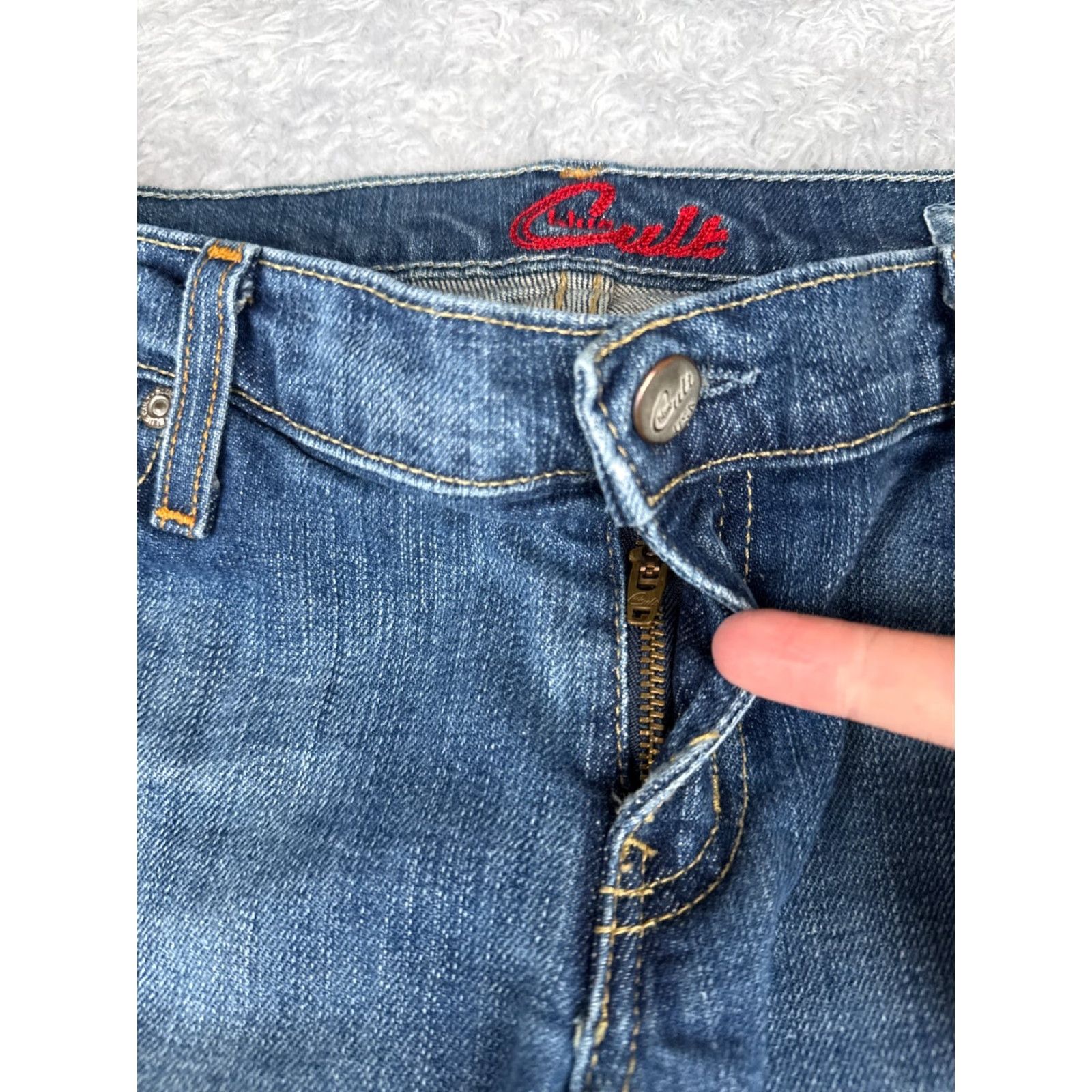 Denime Vintage Blue Cult Women's Flared Jeans 28 Blue Denim 30x31 Distressed Low Rise Size 28" / US 6 / IT 42 - 5 Thumbnail