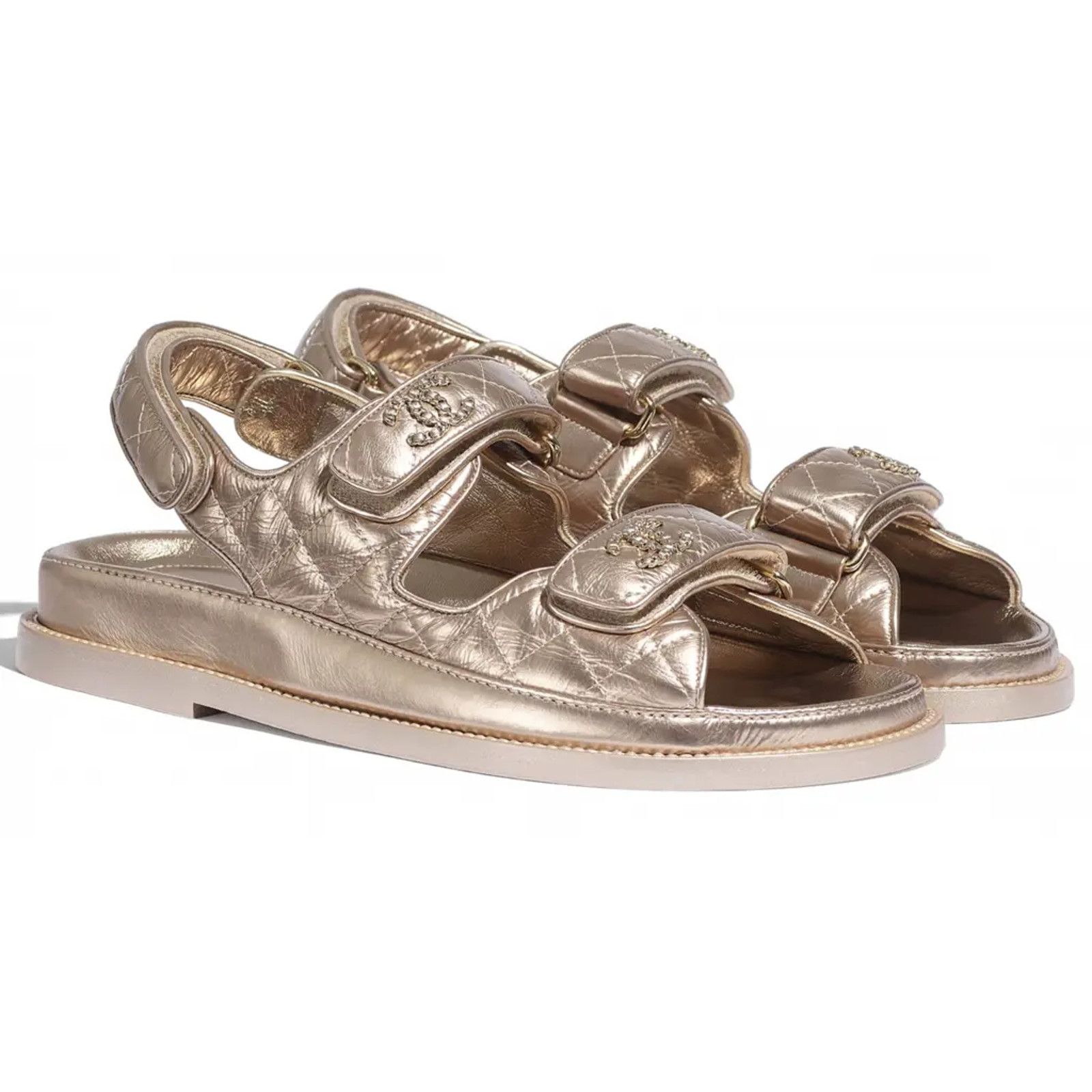 Chanel Chanel 21C Bronze Quilted Chain CC Logo Mule Slide Strap Size US 7 / IT 37 - 3 Thumbnail