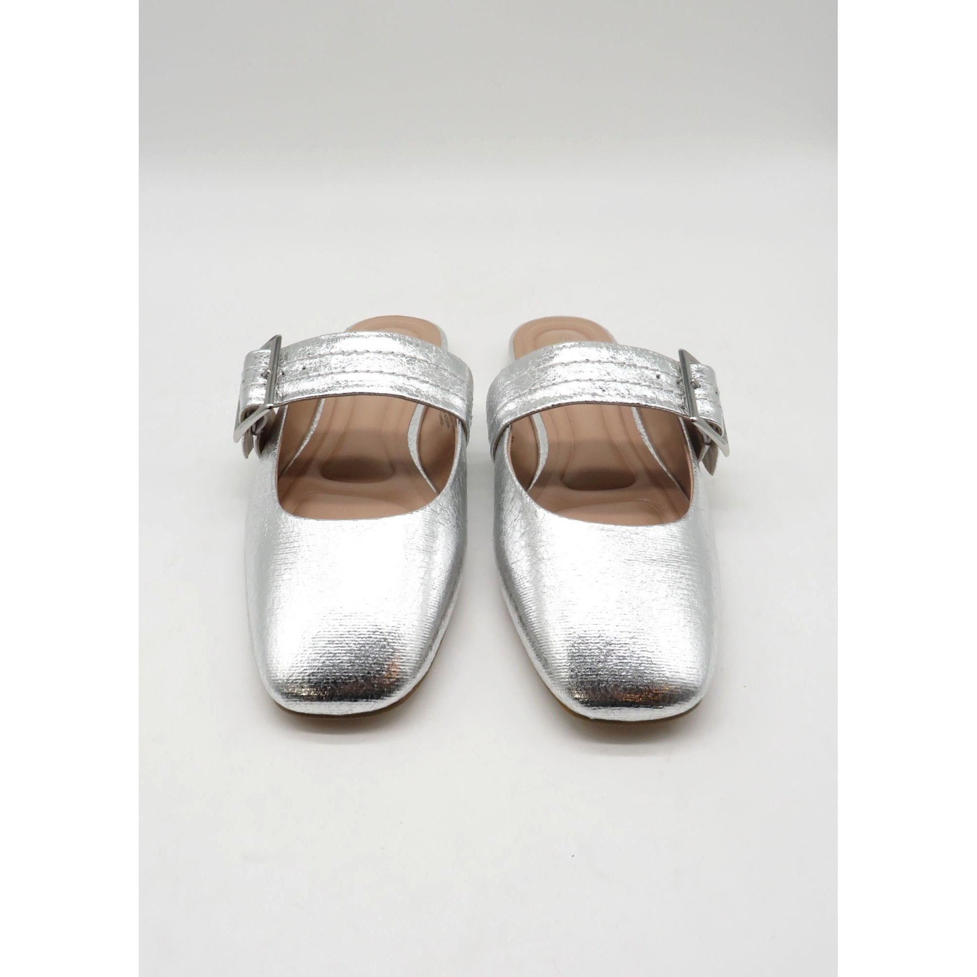 BCBGeneration BCBGeneration Hope Women's Silver Slide-On Flats With Buckle Size US 9 / IT 39 - 3 Thumbnail