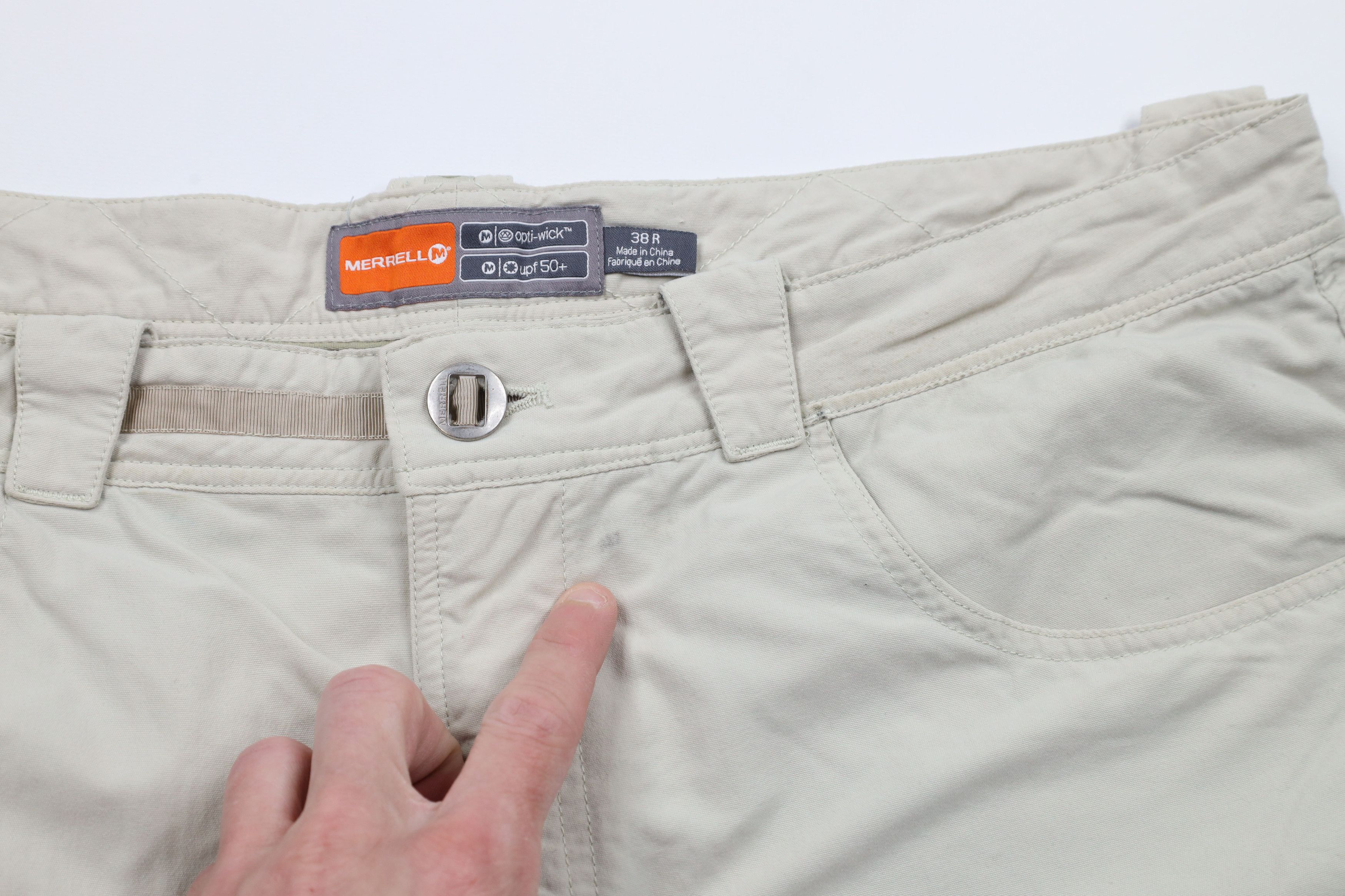 Merrell × Vintage Merrell Opti-Wick UPF 50+ Outdoor Trail Cargo Shorts Beige Size US 38 / EU 54 - 6 Thumbnail