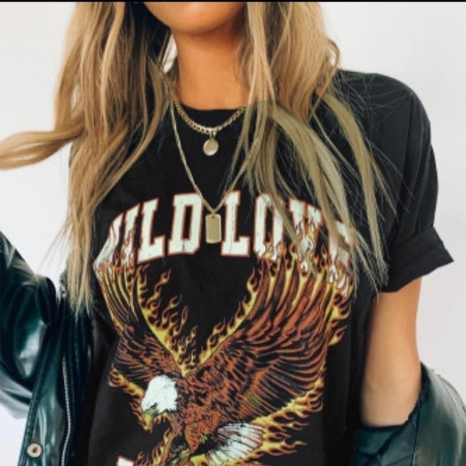 Designer Wild Love Eagle Graphic T-Shirt NWT Size S / US 4 / IT 40 - 3 Thumbnail