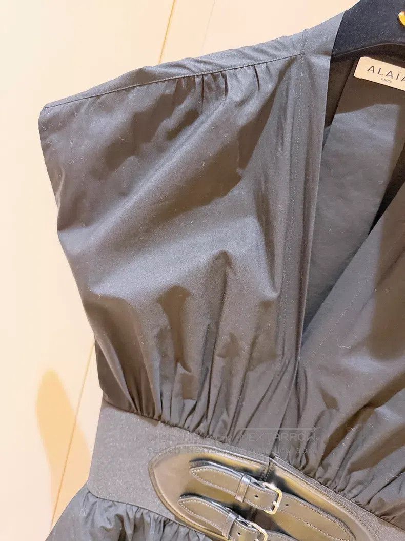 Alaia Alaia Black Twill Belted Wrap Dress Size XS / US 0-2 / IT 36-38 - 3 Thumbnail