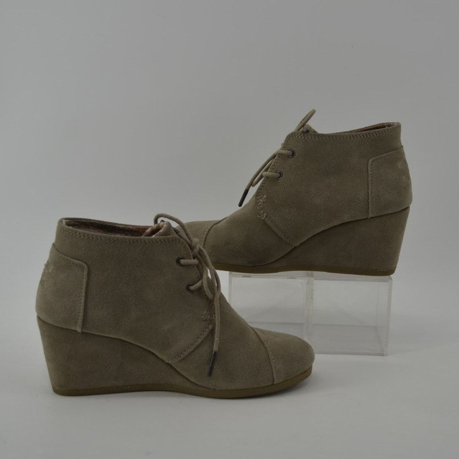 Toms Women’s Taupe Suede Wedge Booties Lace-Up Ankle Boots Size 8 Size US 8 / IT 38 - 8 Thumbnail