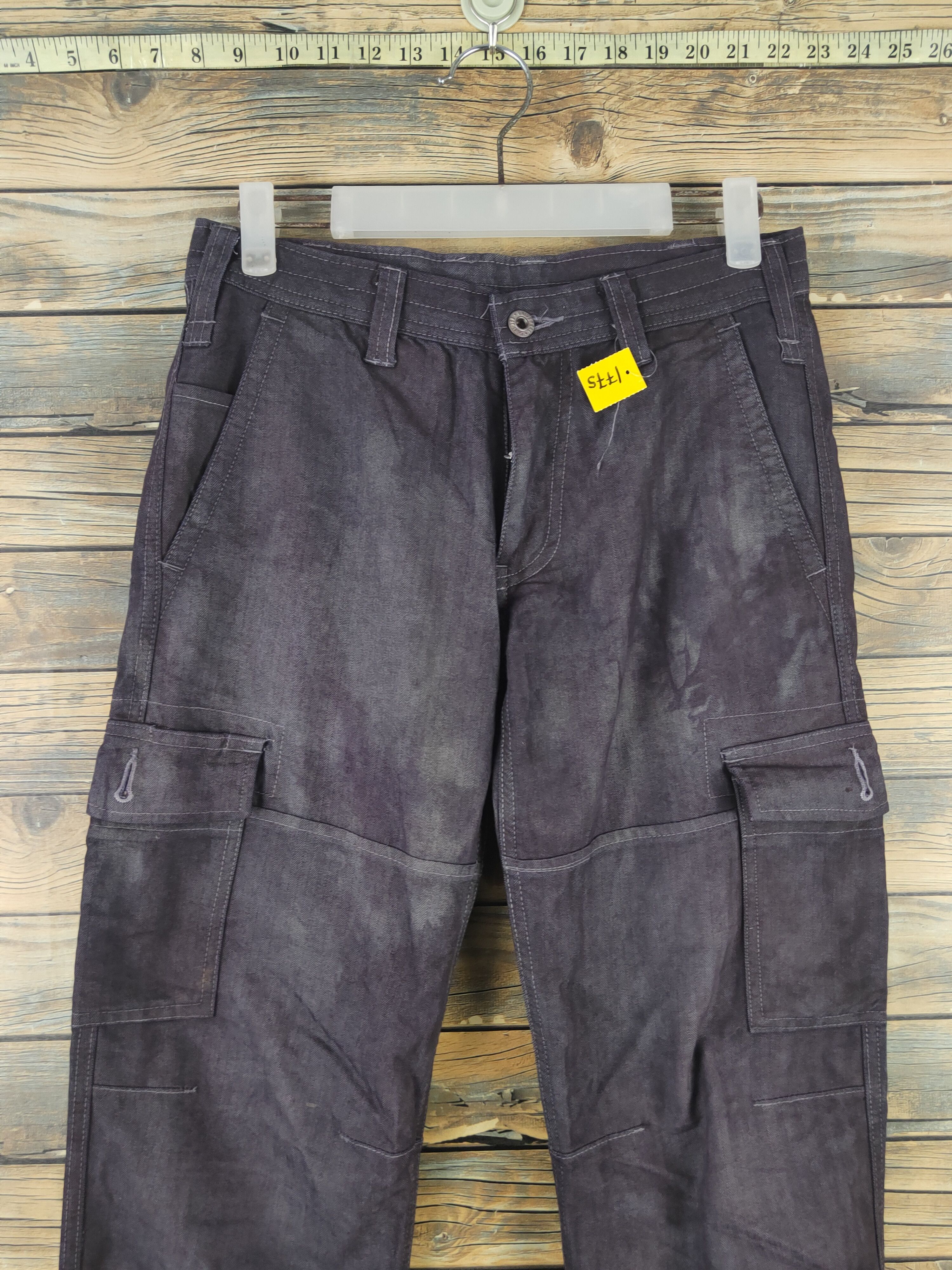 Japanese Brand DL Dogman Black Faded Multipocket Cargo Pants #1775 Size US 29 - 2 Thumbnail