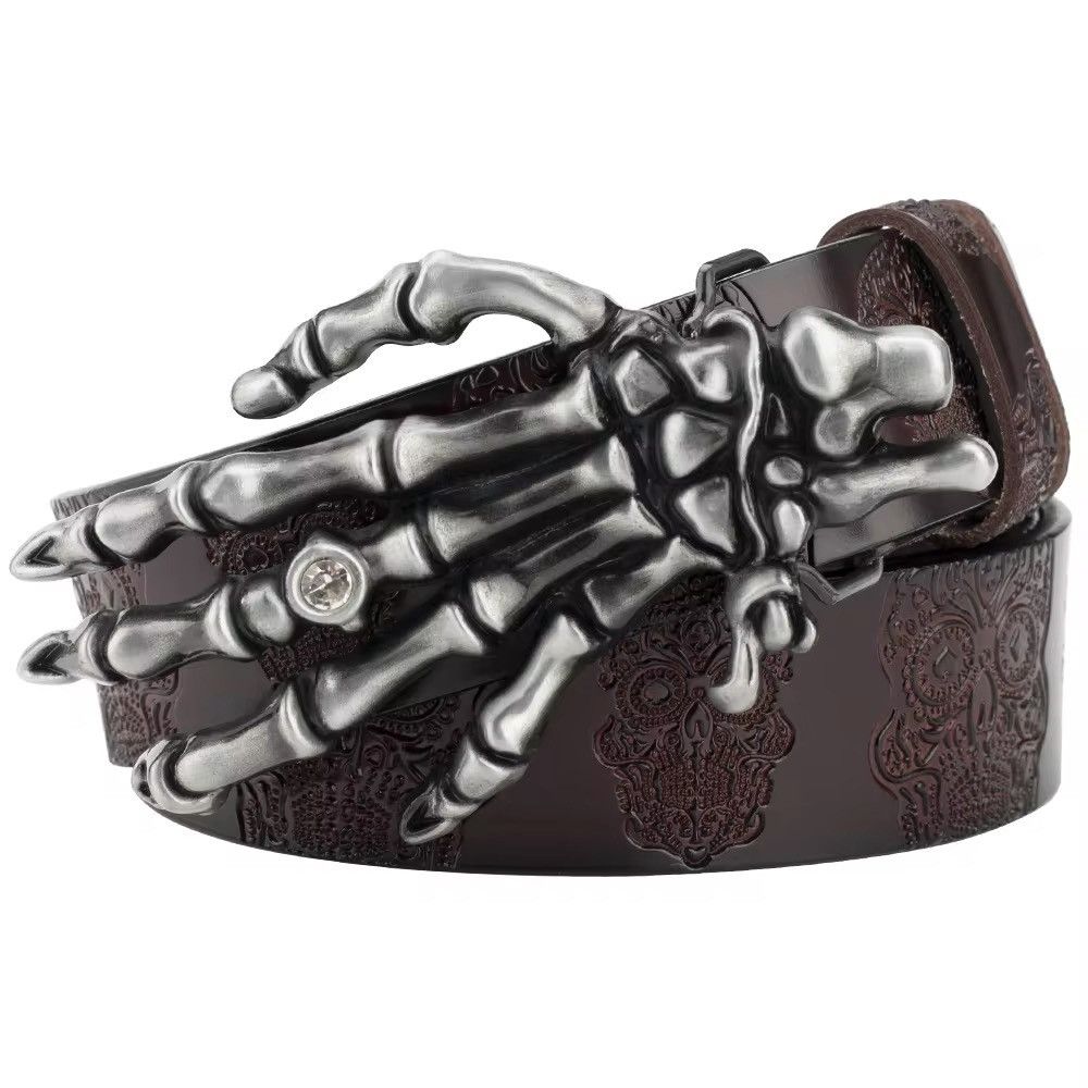 Vintage Rhinestone Skeleton Hand Skull Belt Size ONE SIZE - 2 Thumbnail
