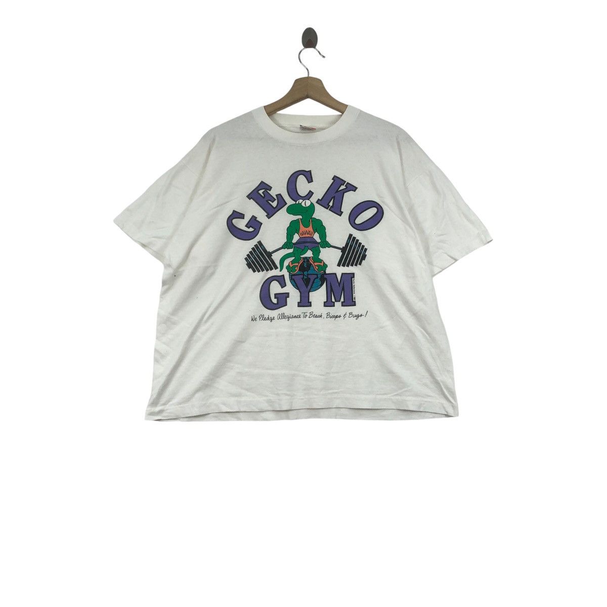 Fruit Of The Loom Vintage GECKO GYM By Fruit Of The Loom Animal T-Shirt Size US XL / EU 56 / 4 - 1 Thumbnail