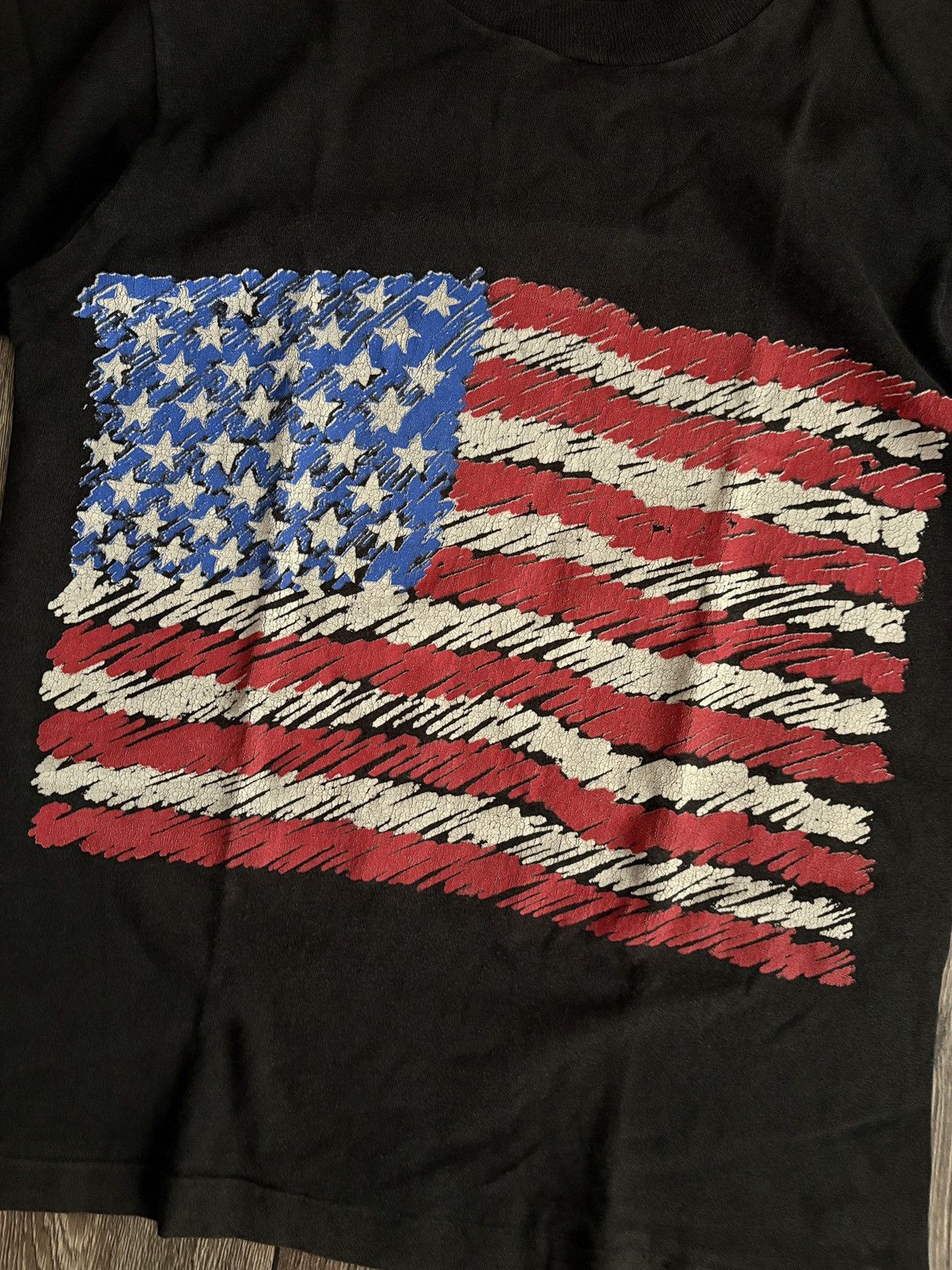 Fruit Of The Loom 90s Made In USA Fruit of the Loom Vintage American Flag Tee Size US S / EU 44-46 / 1 - 2 Thumbnail