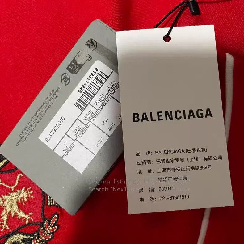 Balenciaga Balenciaga Embroidered Logo Letter Red Short Sleeve T-Shir Size US L / EU 52-54 / 3 - 5 Thumbnail