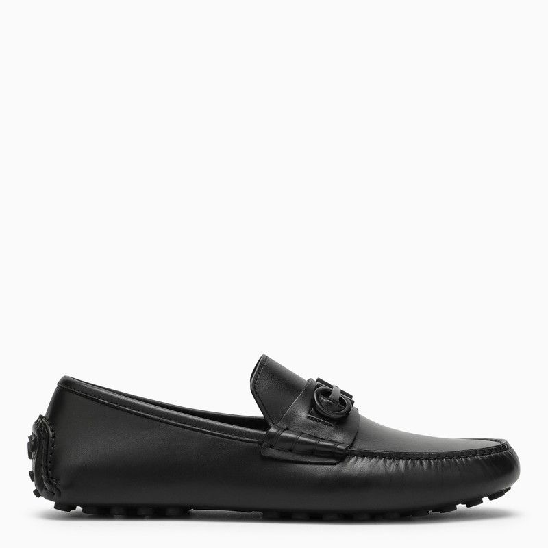 image of Salvatore Ferragamo Ferragamo Black Leather Gancini Loafer, Men's (Size 8)