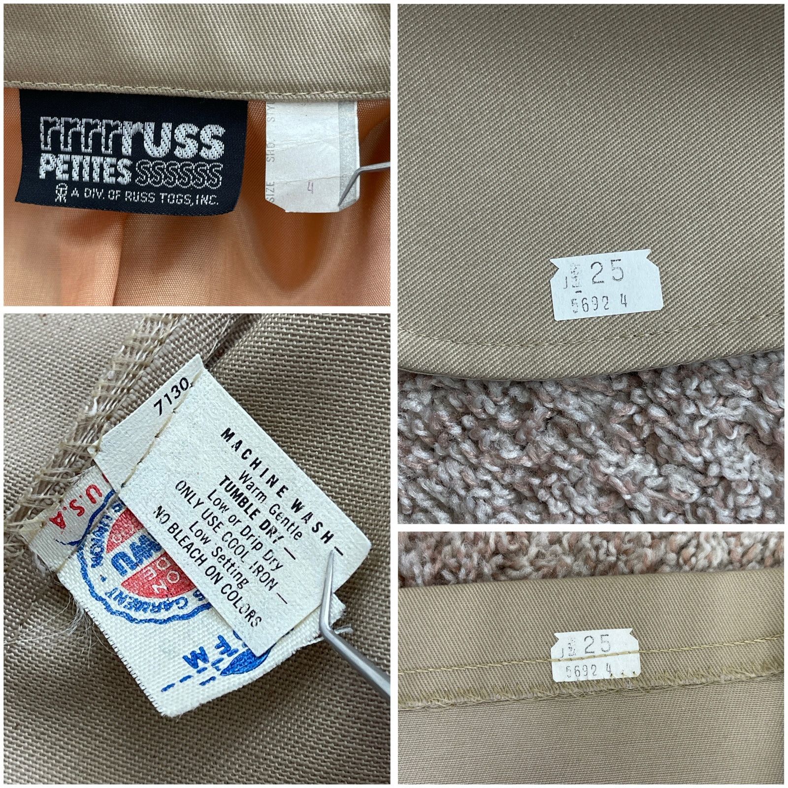 Vintage VTG 70’s Russ Petites Khaki Jacket Knee Length Skirt Set 4 Size S / US 4 / IT 40 - 18 Thumbnail