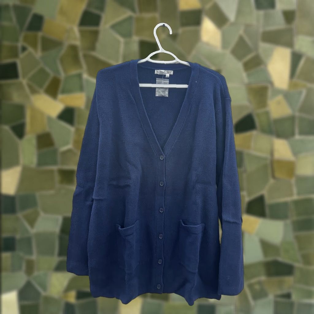 Vintage WinterSilks Womens Sweater Cardigan Size XXL Blue Knit Button Up Silk Cotton NWT 90s Vintage: No NWTs Size XXL / US 16-18 / IT 52-54 - 1 Thumbnail