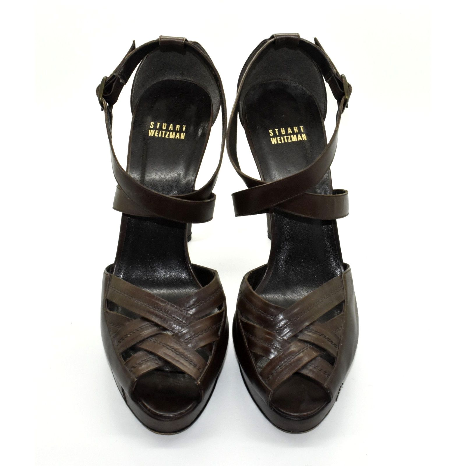 Stuart Weitzman STUART WEITZMAN Brown Leather Platform Heel Sandals Size 10M Size US 10.5 / IT 40.5 - 2 Thumbnail