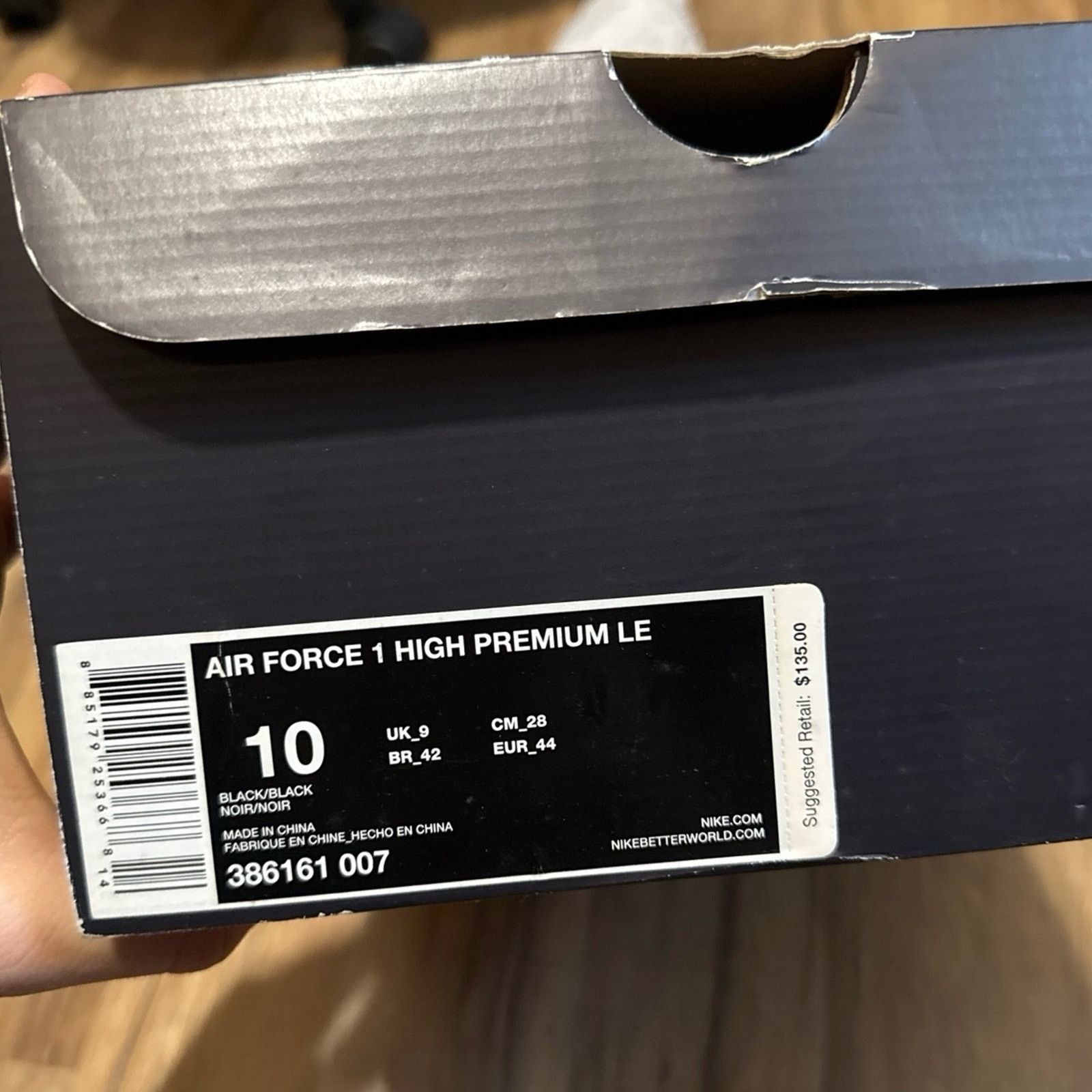 Nike 2011 Nike Air Force 1 High Premium LE Crackle Patent Black Size US 10 / EU 43 - 11 Thumbnail