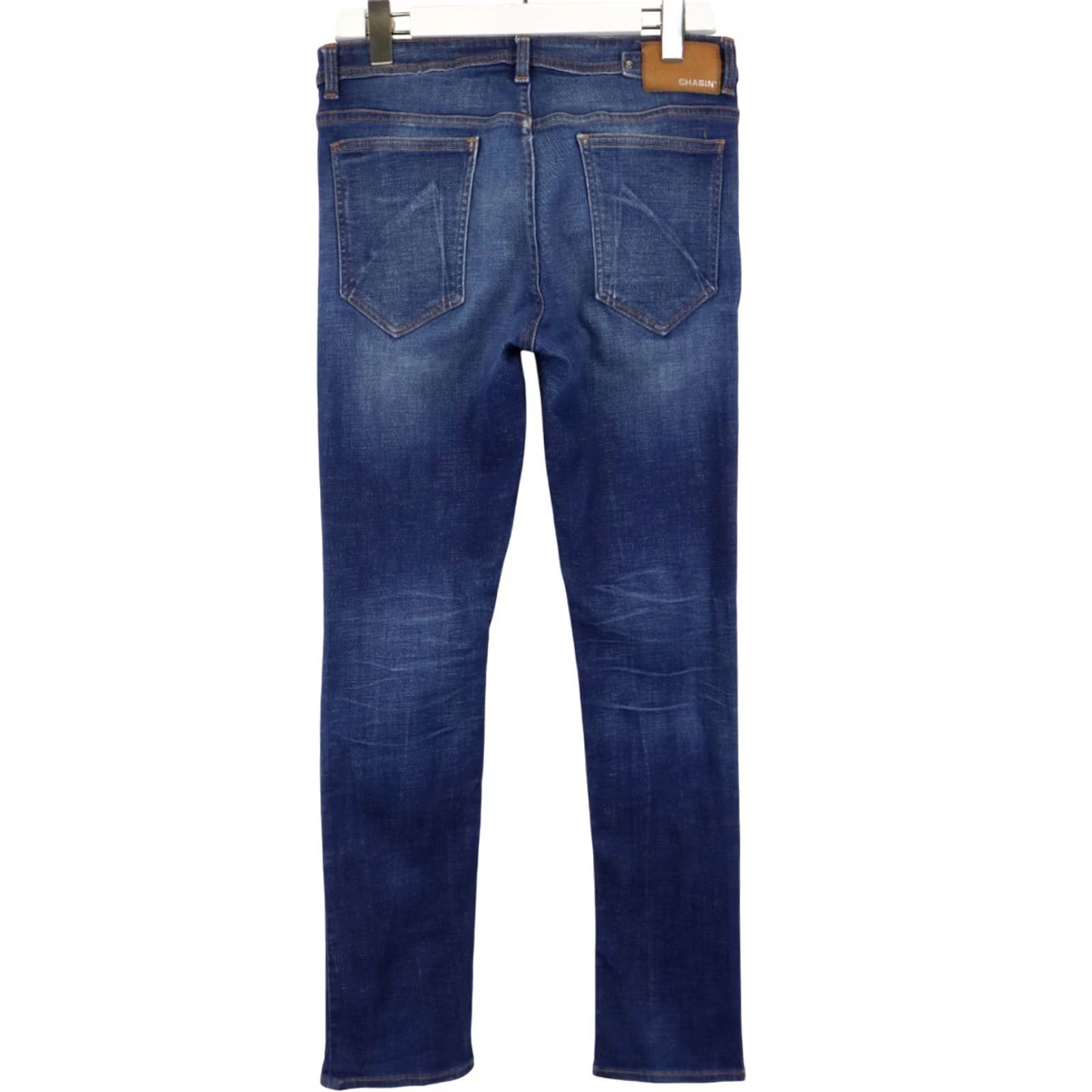 Vintage CHASIN Ego Mils Jeans Men's W32/L32 Blue Whiskers Faded Slim Fit Stretched Size US 32 / EU 48 - 2 Thumbnail