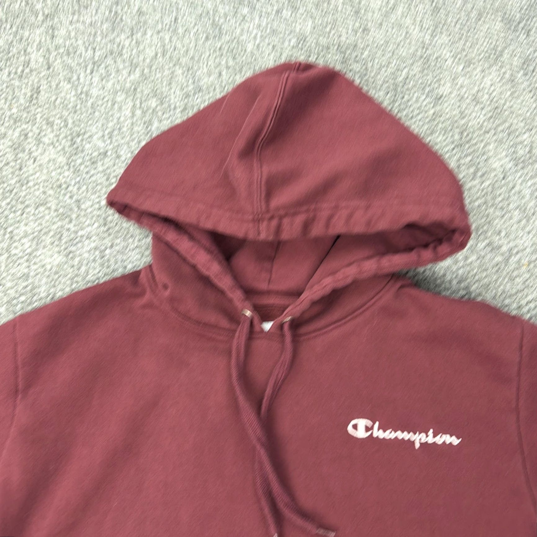 Champion Champion Hoodie Mens Medium Maroon Pullover Fleece Script Logo Sweatshirt Mens Size US M / EU 48-50 / 2 - 2 Thumbnail
