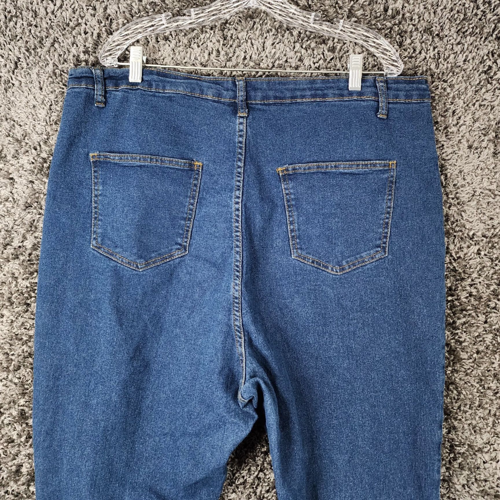 Boohoo BOOHOO Plus Distressed Tapered Jeans Size 18 Blue Womens Size 40" / US 18 - 7 Thumbnail