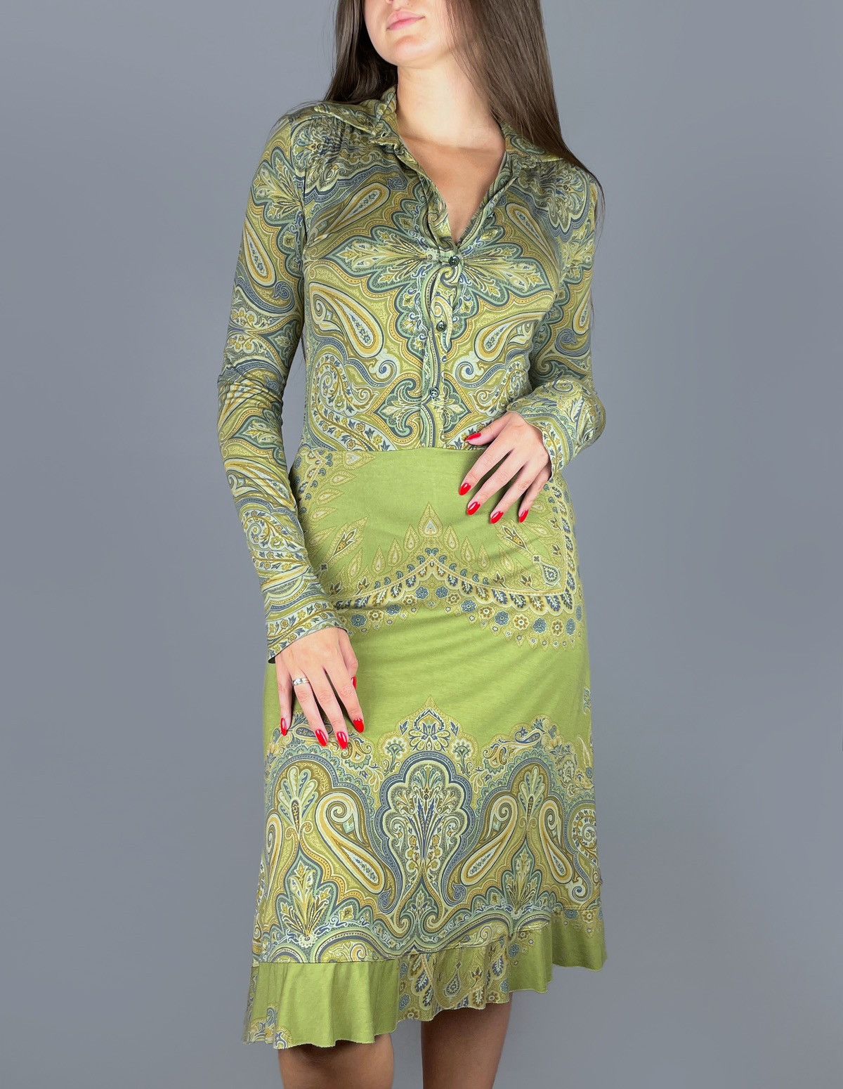 Etro Women's ETRO Milano Paisley Viscose Long LS Dress Size 42 Size M / US 6-8 / IT 42-44 - 2 Thumbnail