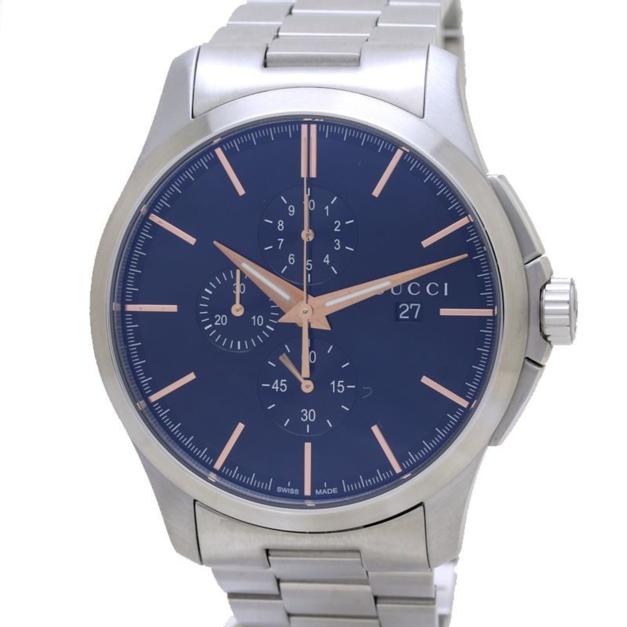 image of Gucci G Timeless Chronograph Ya126272 126.2 Stainless Steel Men's 39276 in Black