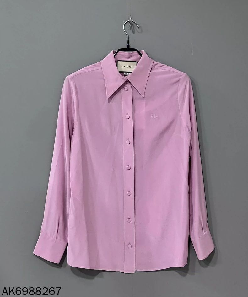 Gucci Gucci Pink silk shirt 2502-Nextarrow Size US XXS / EU 40 - 1 Thumbnail