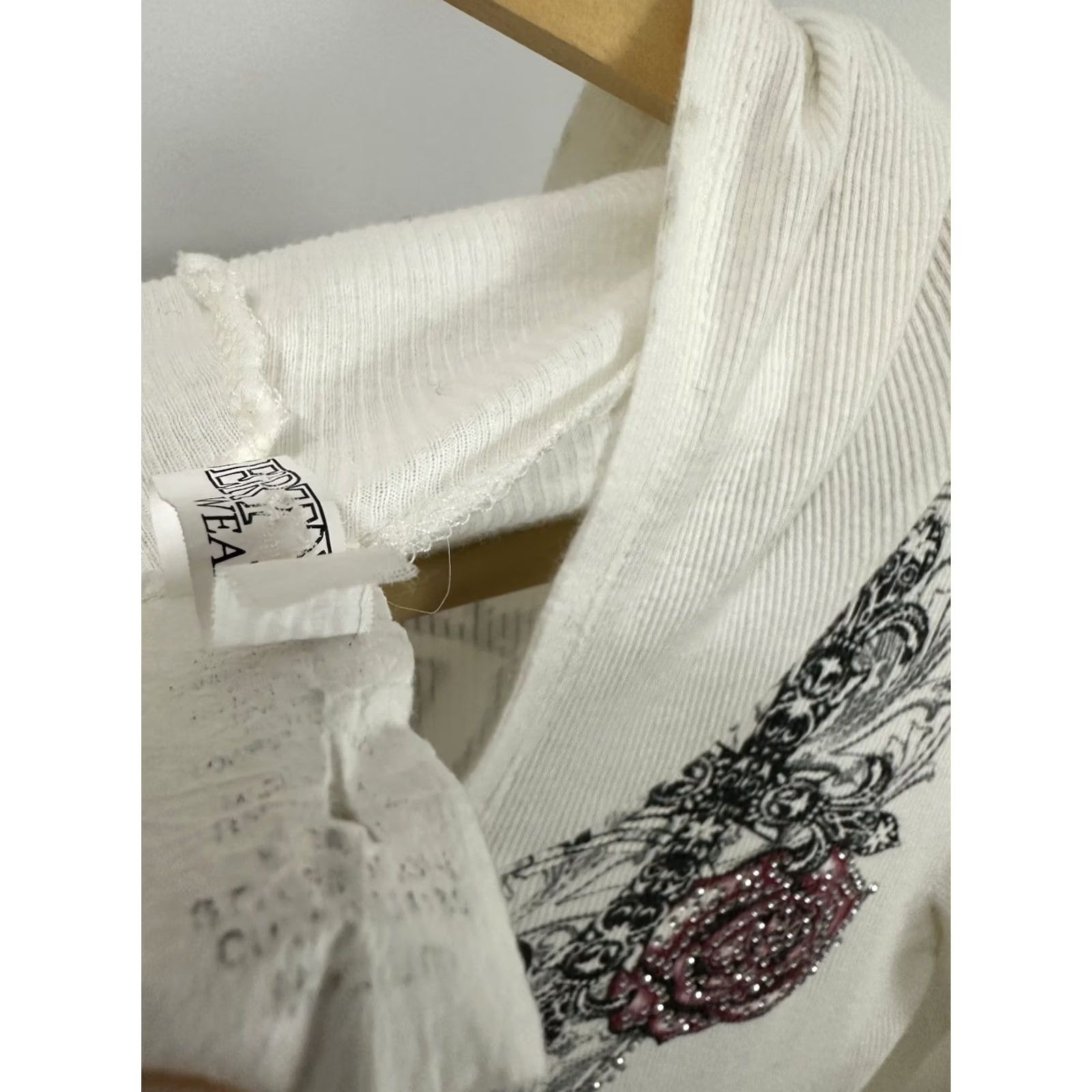 Vintage VINTAGE Y2K Rose Rosary Long Sleeve Full Zip Hoodie Women's White Size M Size M / US 6-8 / IT 42-44 - 7 Thumbnail