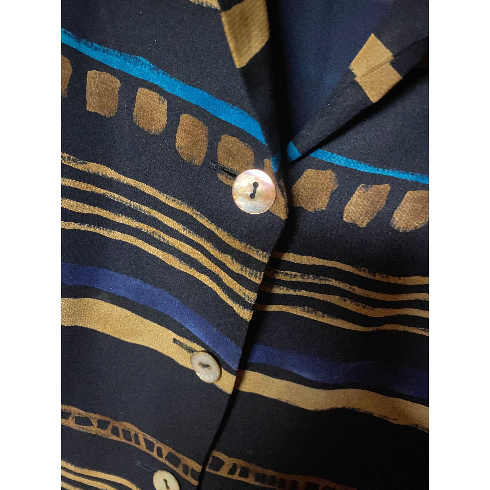 Other Dana Buchman Blue Brown Silk Striped Button Down Shirt 12P Size XL / US 12-14 / IT 48-50 - 4 Thumbnail