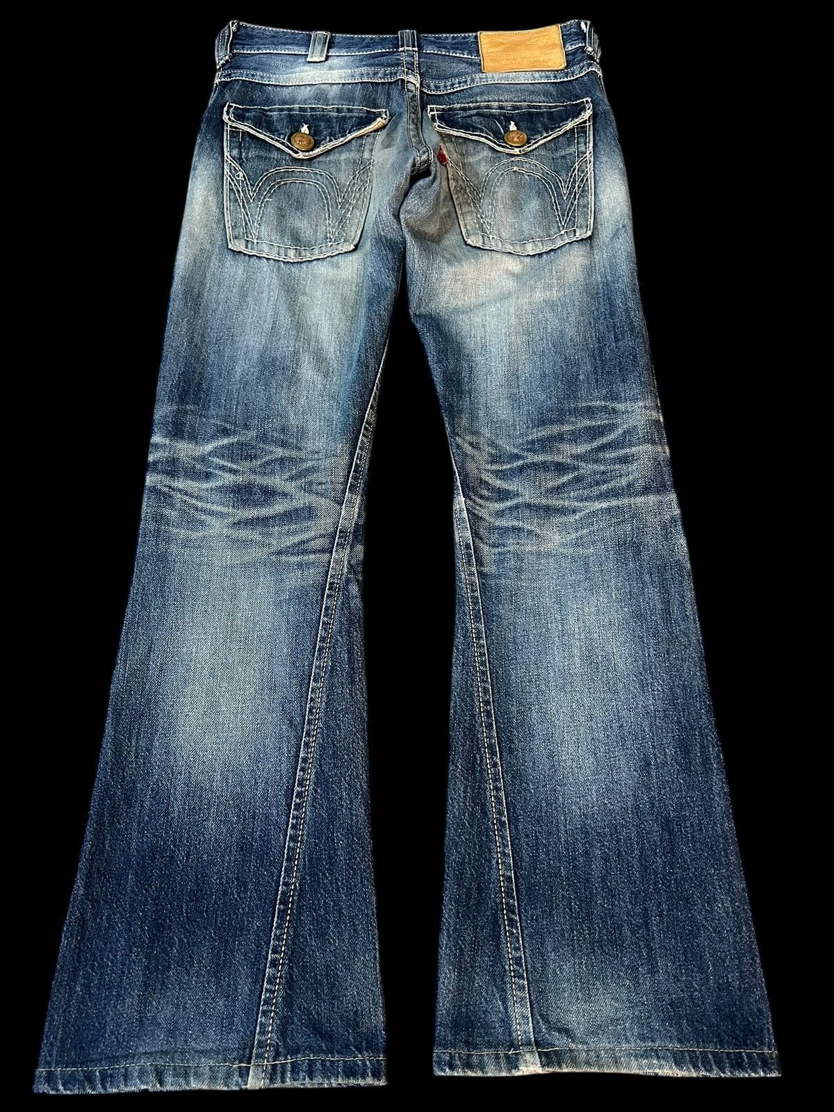 Edwin × Japanese Brand × Vintage 💥FLARE 💥VINTAGE EDWIN BLUE TRIP SUN DISTRESSED JEANS Size US 31 - 2 Thumbnail