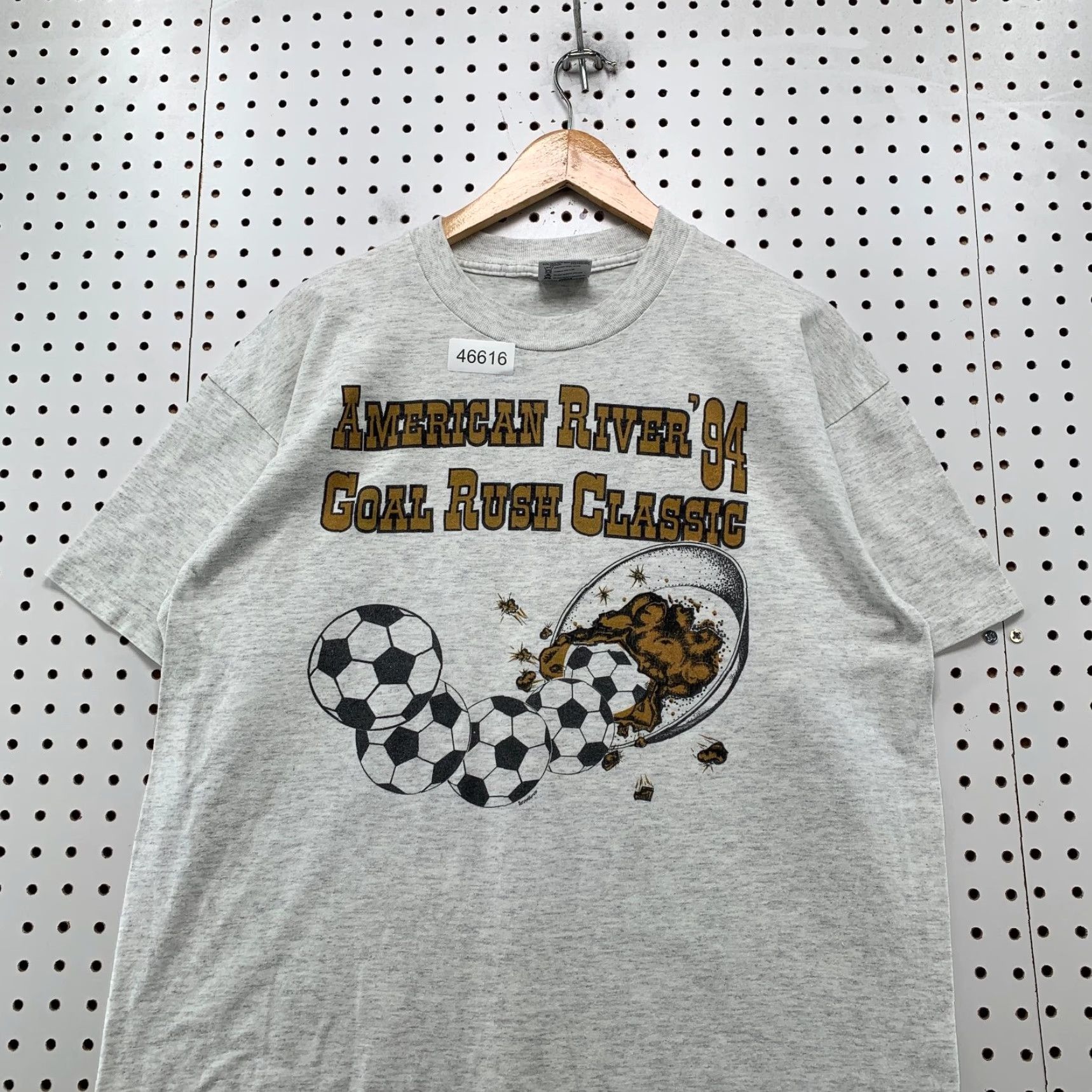 Vintage VINTAGE Oneita Gray T-Shirt Mens XL Soccer Goal Shirt 90s USA 90s Single Stitch Cotton Size US XL / EU 56 / 4 - 4 Thumbnail