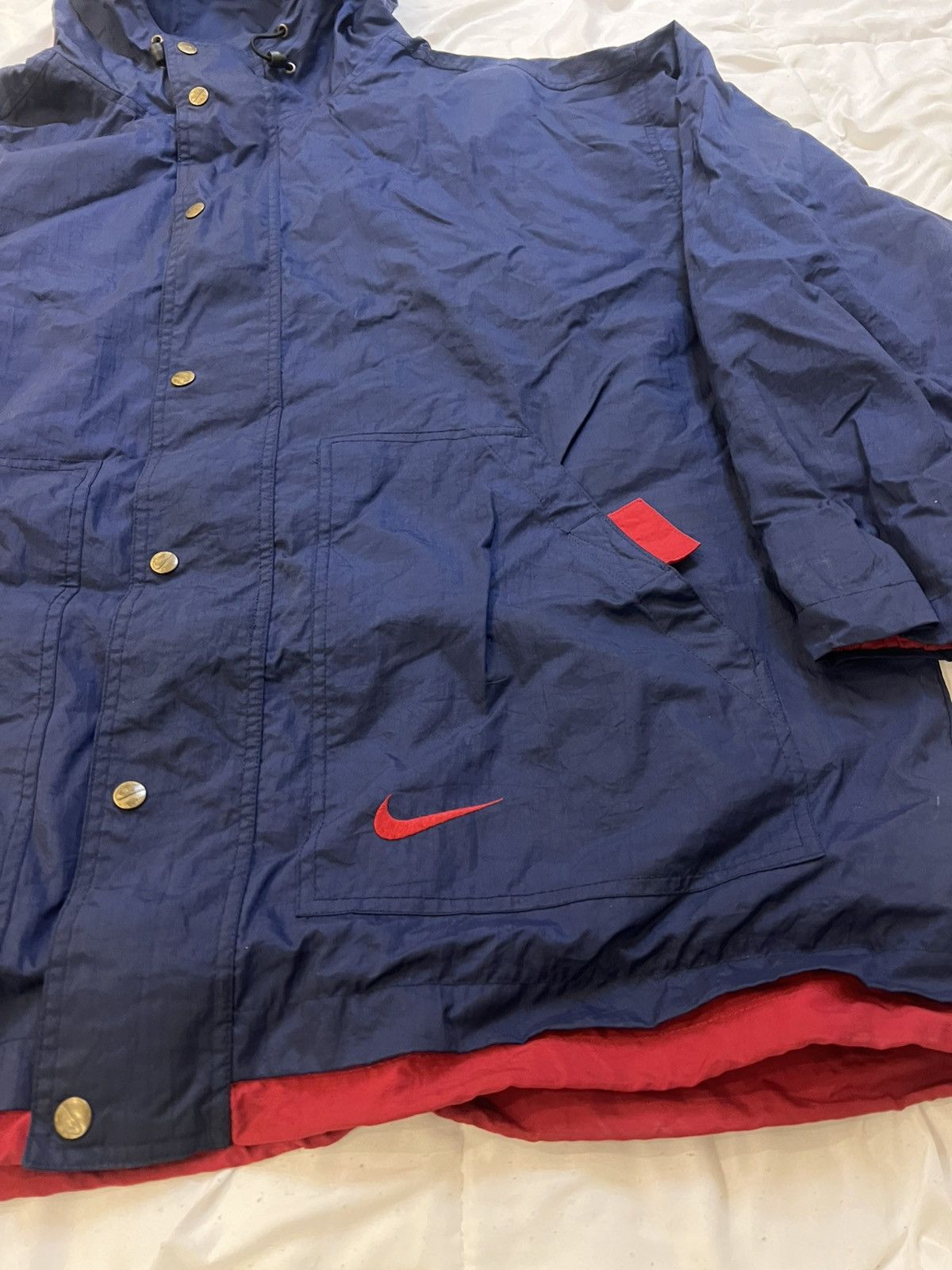 Nike × Vintage Vintage 90’s NIKE Winter Windbreaker Hooded Size US XL / EU 56 / 4 - 2 Thumbnail