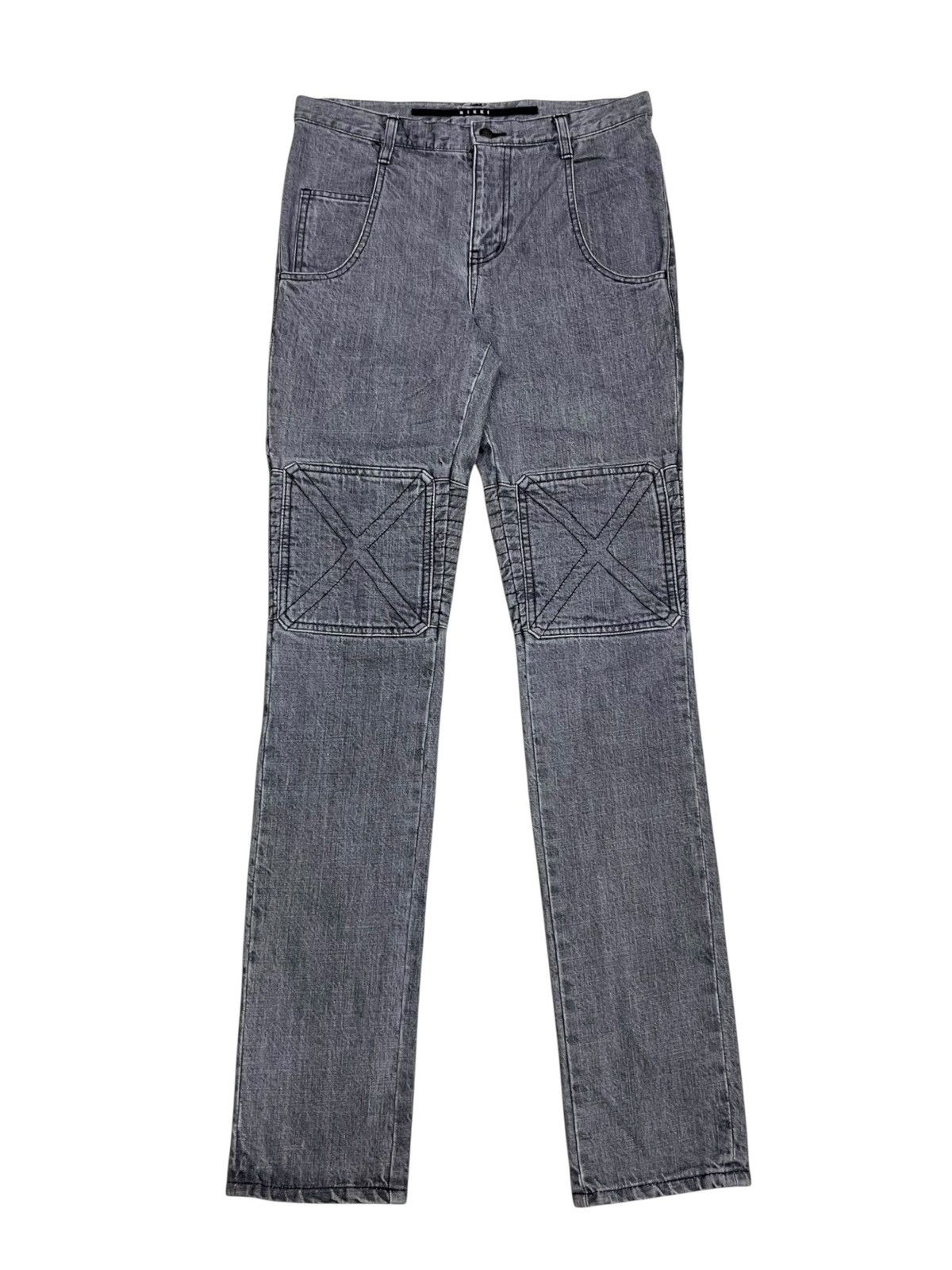 Niki Archival NIKKI Japan Heavy Cross-Stitch Moto Biker Denim Y2K Size US 29 - 3 Thumbnail
