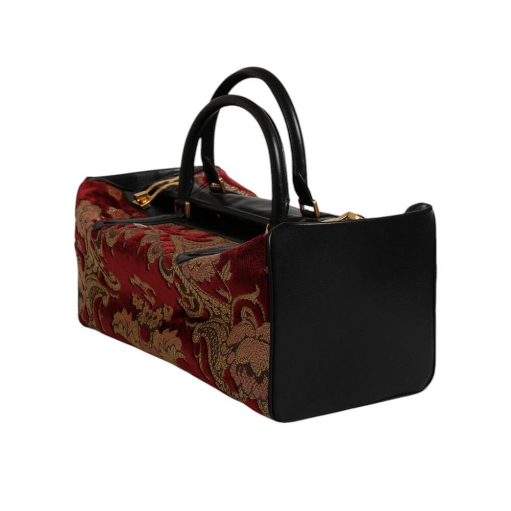 Dolce & Gabbana Dolce & Gabbana Multicolor Leather Brocade Velvet Travel Duf Size ONE SIZE - 3 Thumbnail
