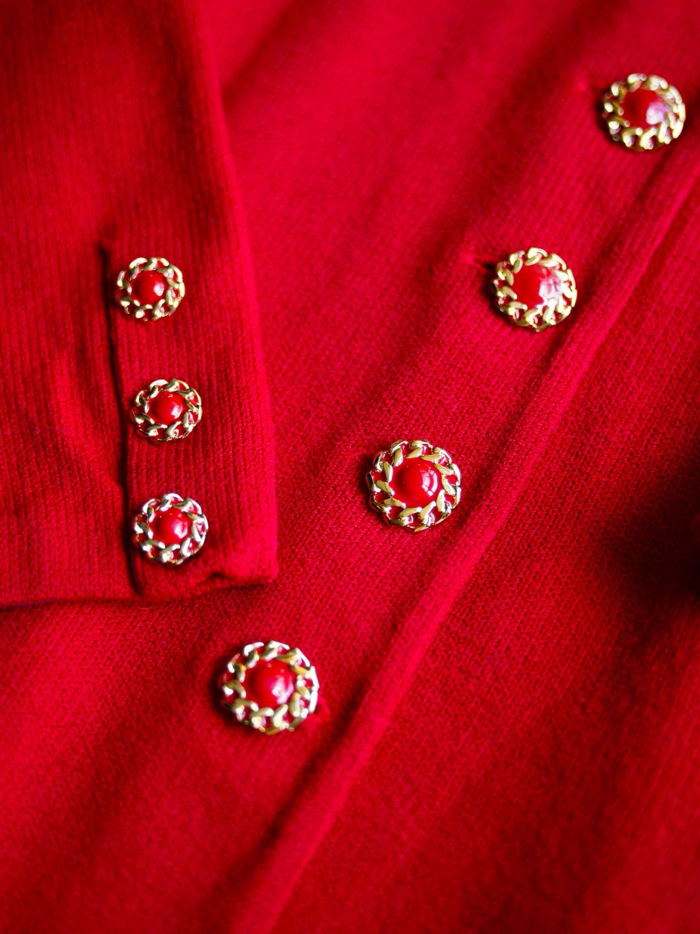 Vintage US Vintage Enamel Button Knit Sweater w/ Stretch US8 M/L Size M / US 6-8 / IT 42-44 - 4 Thumbnail