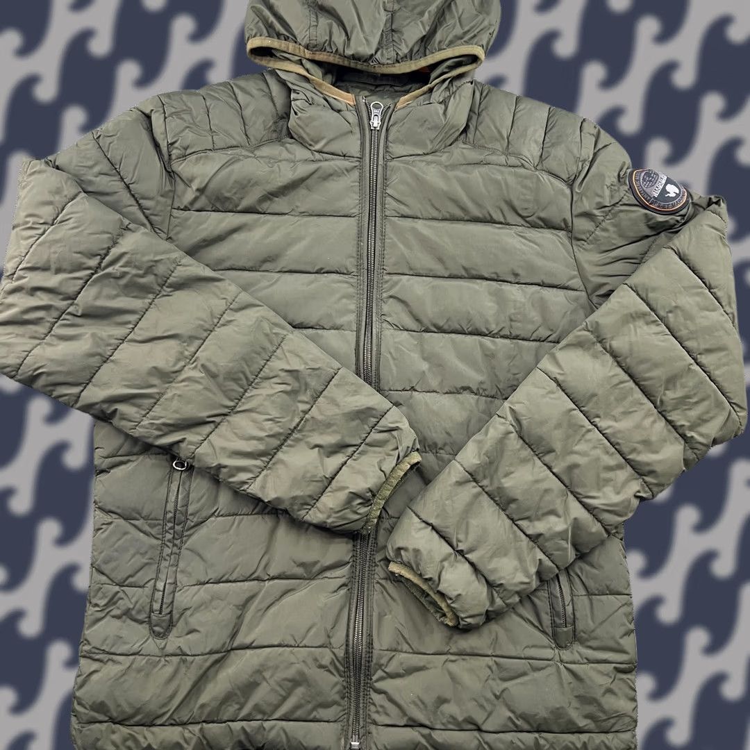 Napapijri Napapijri Puffer Jacket Mens Small Green Full Zip Hooded Insulated Pockets Jacket Size US XL / EU 56 / 4 - 1 Thumbnail