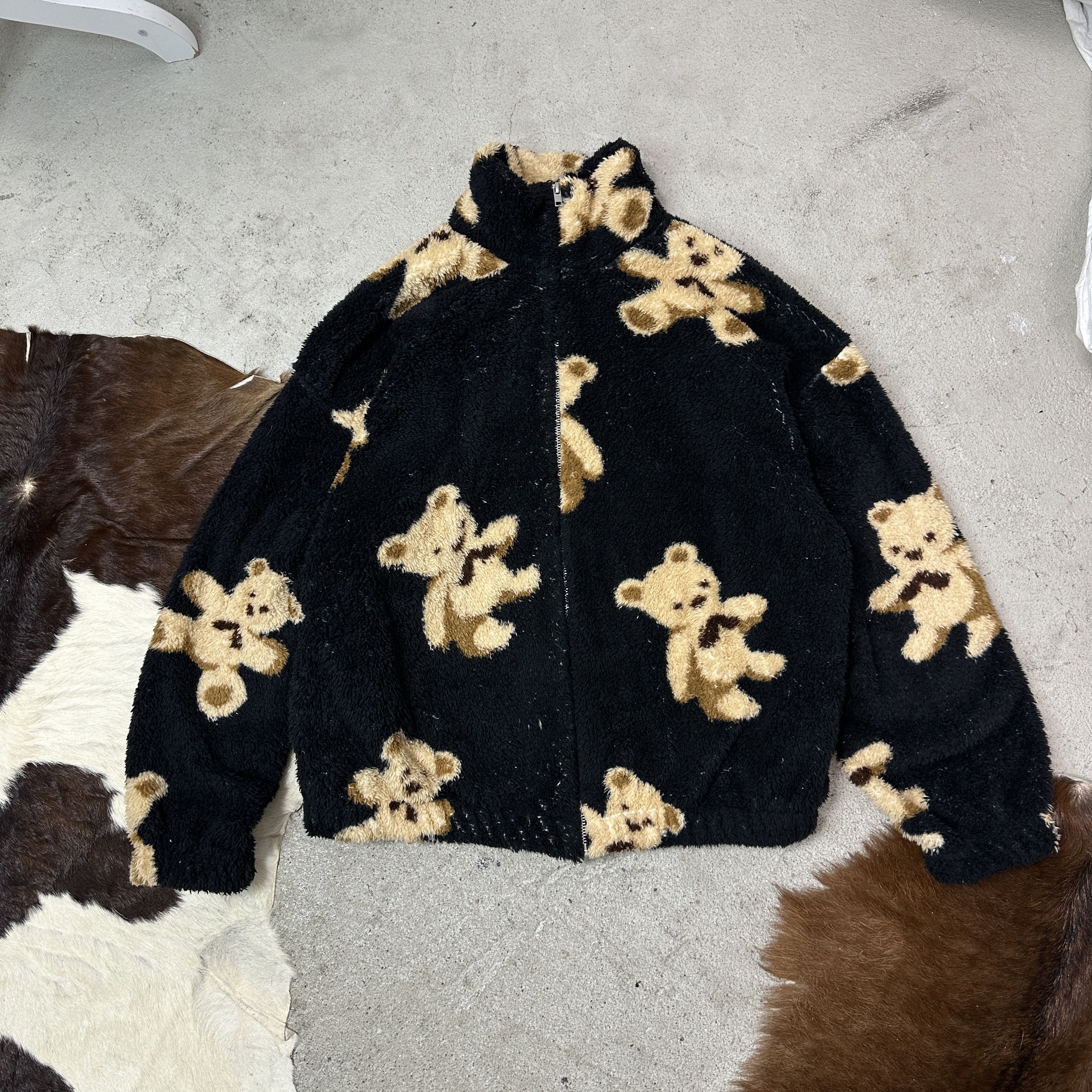 Vintage Vintage Teddy Bear Fleece Zipped Sweatshirt Y2K Size L / US 10 / IT 46 - 2 Thumbnail