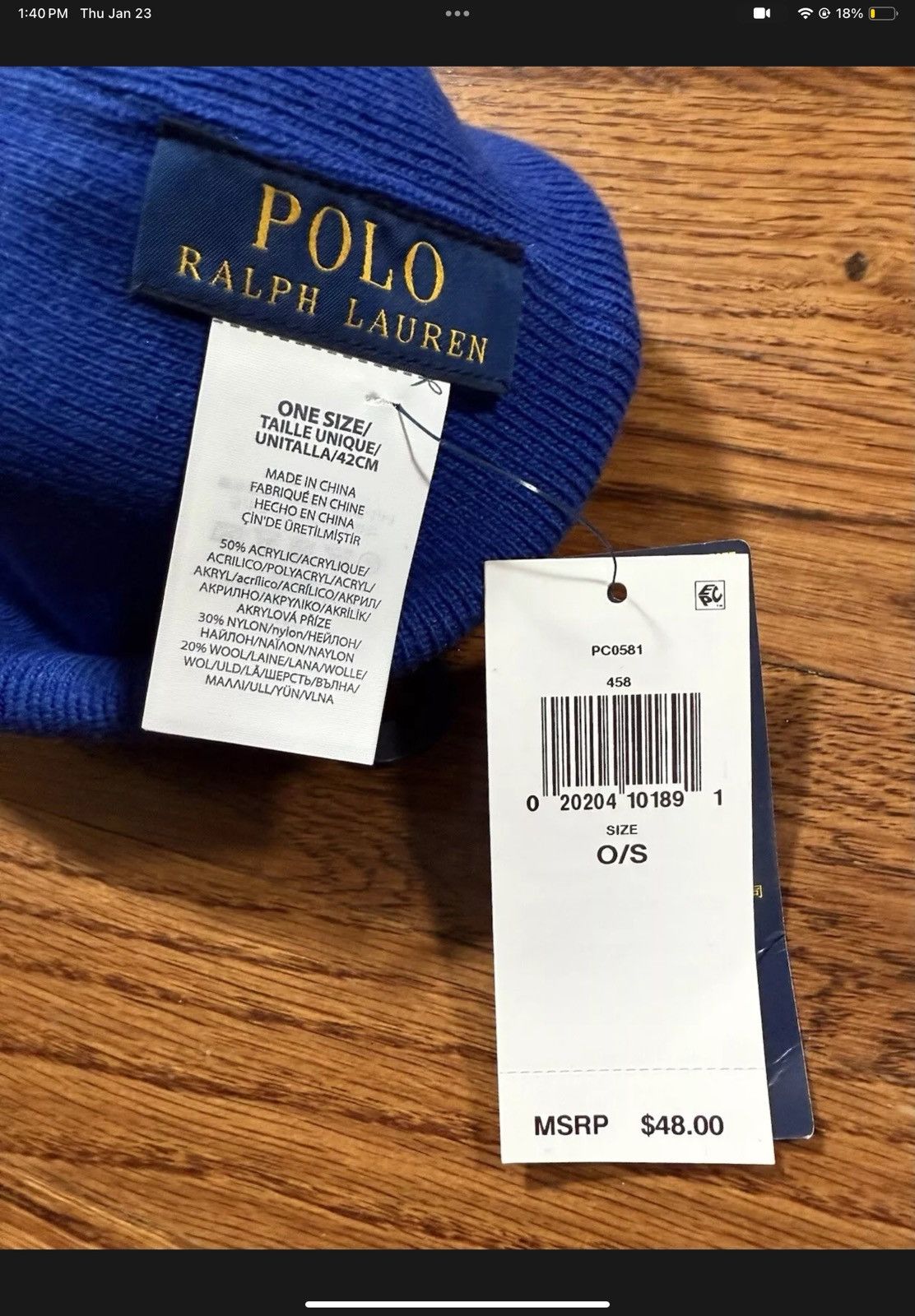 Polo Ralph Lauren Polo Sport Rib-Knit Beanie Polo Ralph Lauren Blue OS NWT Size ONE SIZE - 3 Thumbnail