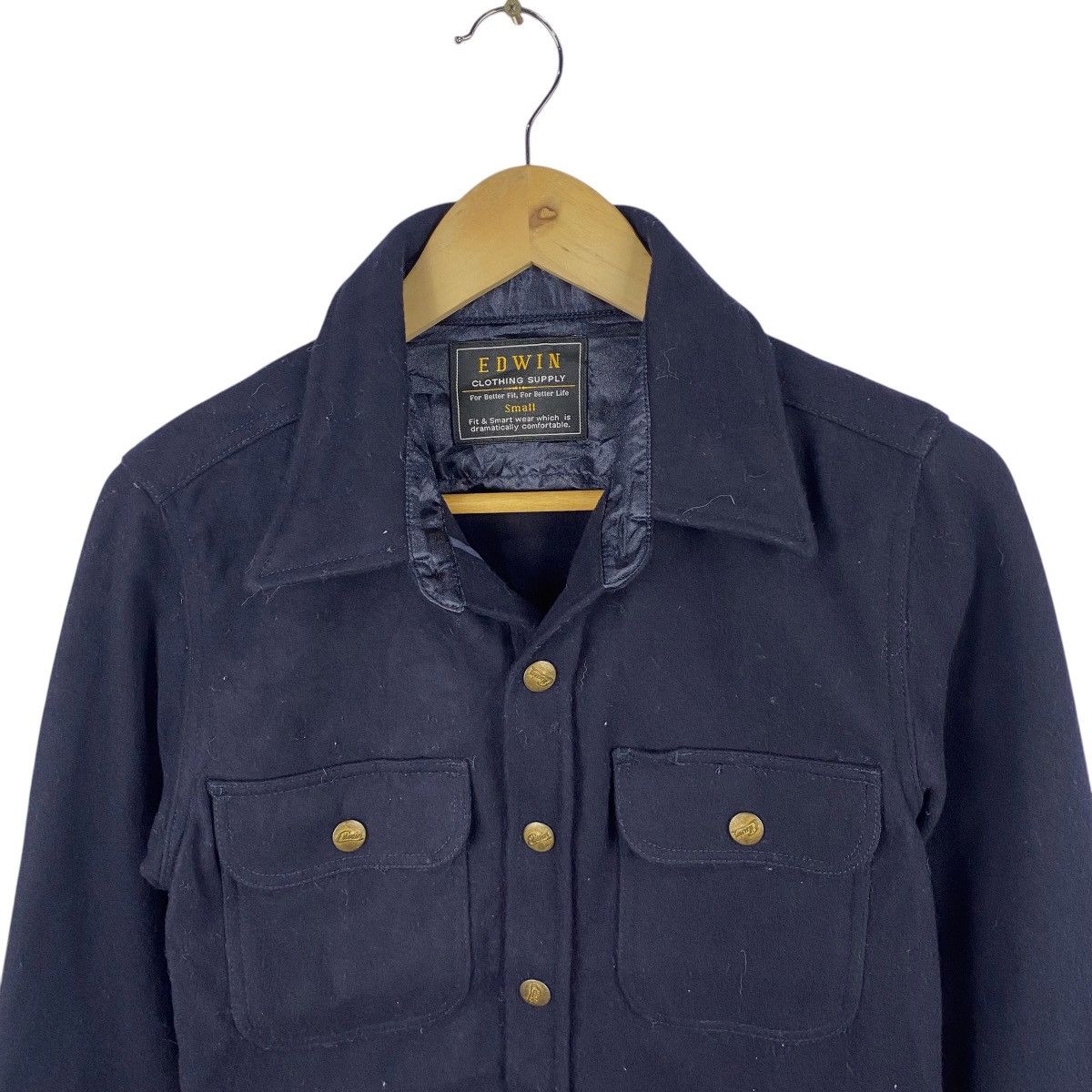 Japanese Brand × Vintage 💥EDWIN WOOL SNAP BUTTON WORKER JACKET Size US S / EU 44-46 / 1 - 4 Thumbnail
