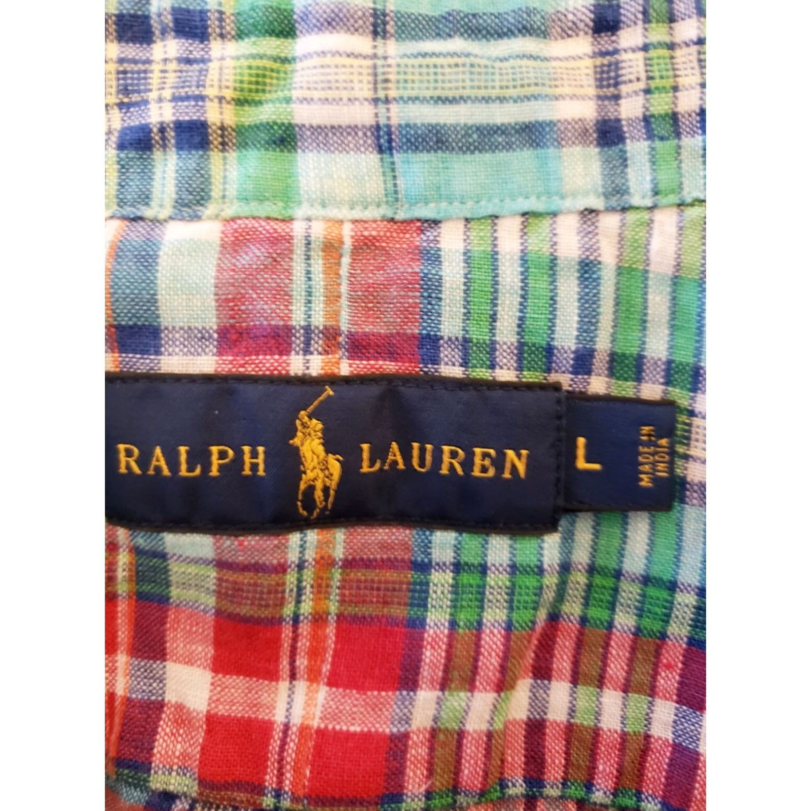 Polo Ralph Lauren Ralph Lauren Linen Shirt Men's L Multicolor Plaid Button-Up Long Sleeve Shirt Size US L / EU 52-54 / 3 - 7 Thumbnail