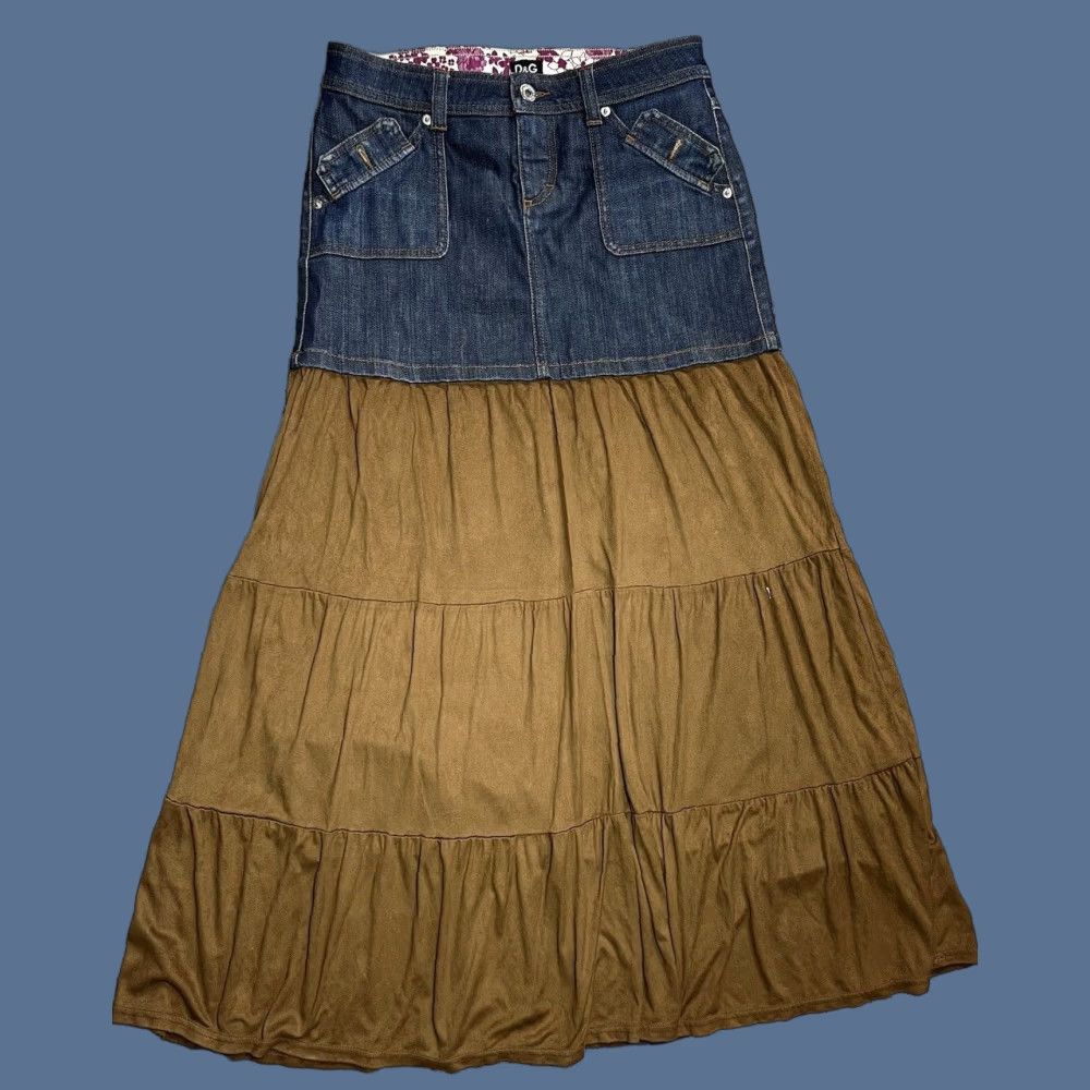 Dolce & Gabbana VINTAGE Dolce&Gabbana Layered Denim Maxi Skirt Women 90s Italy Brown Size 26 Long Size 26" / US 2 / IT 38 - 1 Thumbnail
