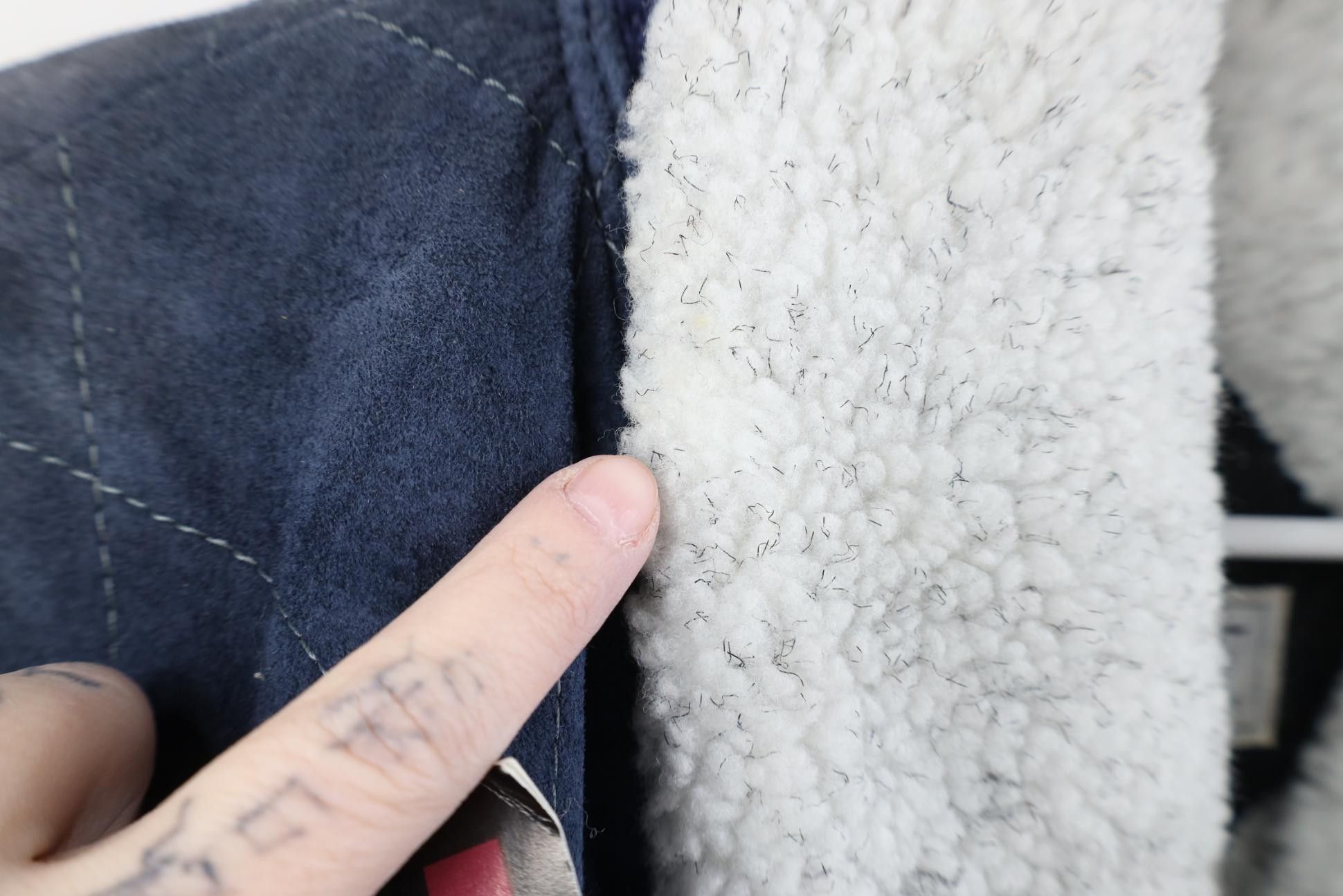 Vintage Deadstock Vintage 90s Streetwear Leather Sweater Jacket Blue Size US S / EU 44-46 / 1 - 9 Thumbnail