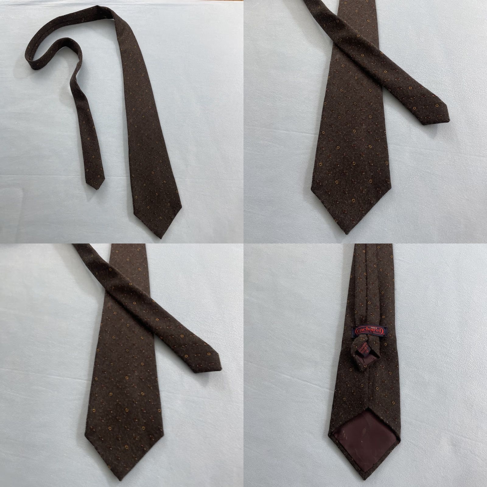 Cacharel VINTAGE Cacharel Paris Cashmere Wool Neck Tie Gray Dots 3.5x55 Macclesfield 2tone Vintage Men Tie Design Size ONE SIZE - 9 Thumbnail