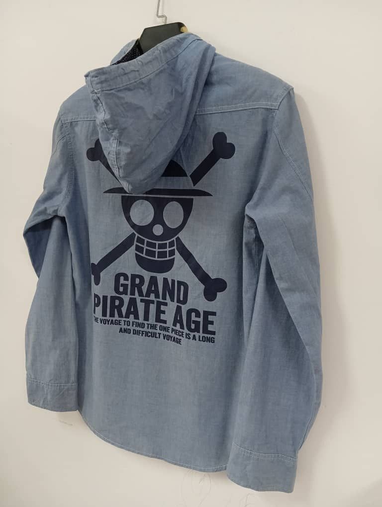 Anime × Japanese Brand × One Piece 🔥One Piece Mugiwara Pirates Hooded Button Up Bog Logo Size US L / EU 52-54 / 3 - 9 Thumbnail