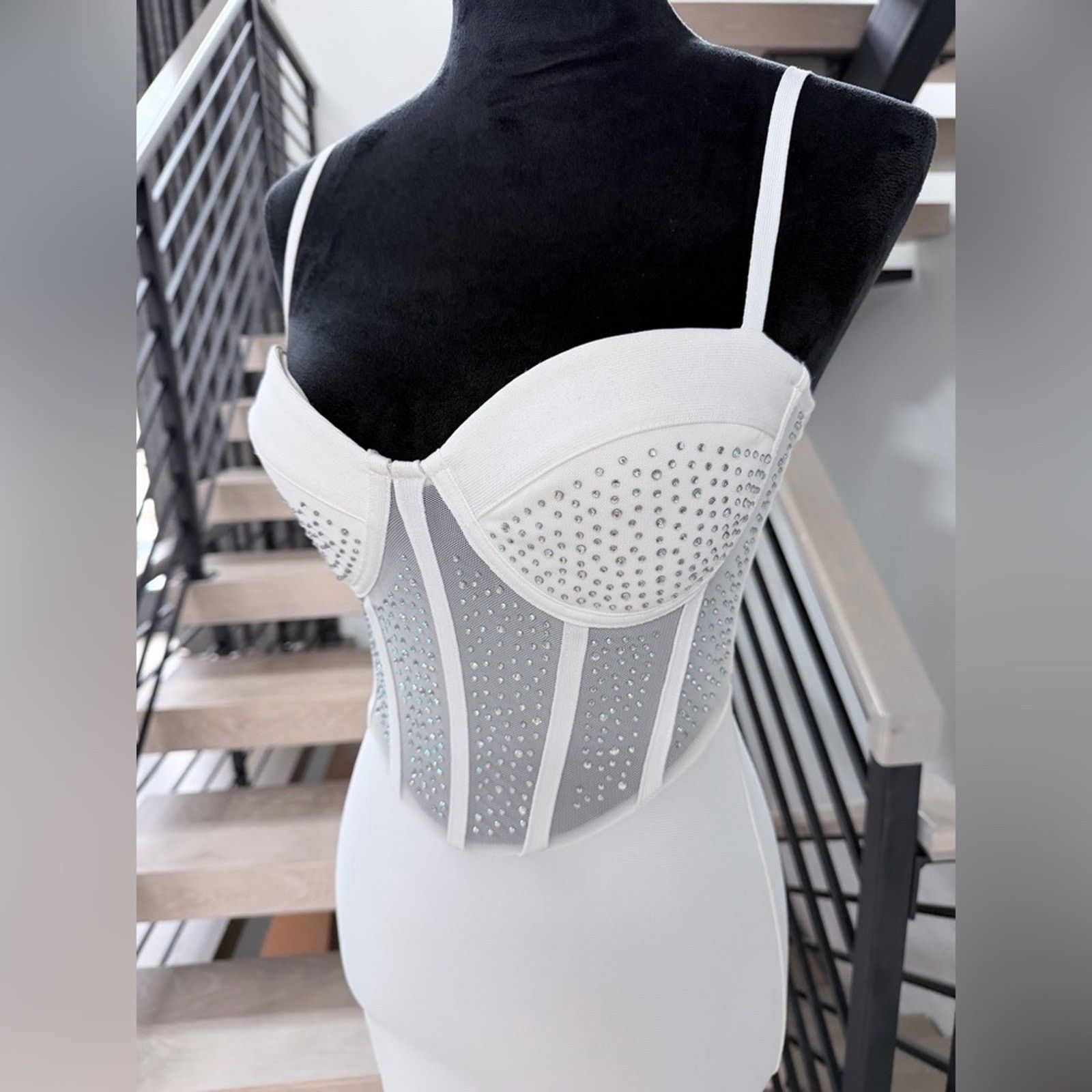 Other White Embellished Bustier Midi Party Dress size S Size S / US 4 / IT 40 - 7 Thumbnail