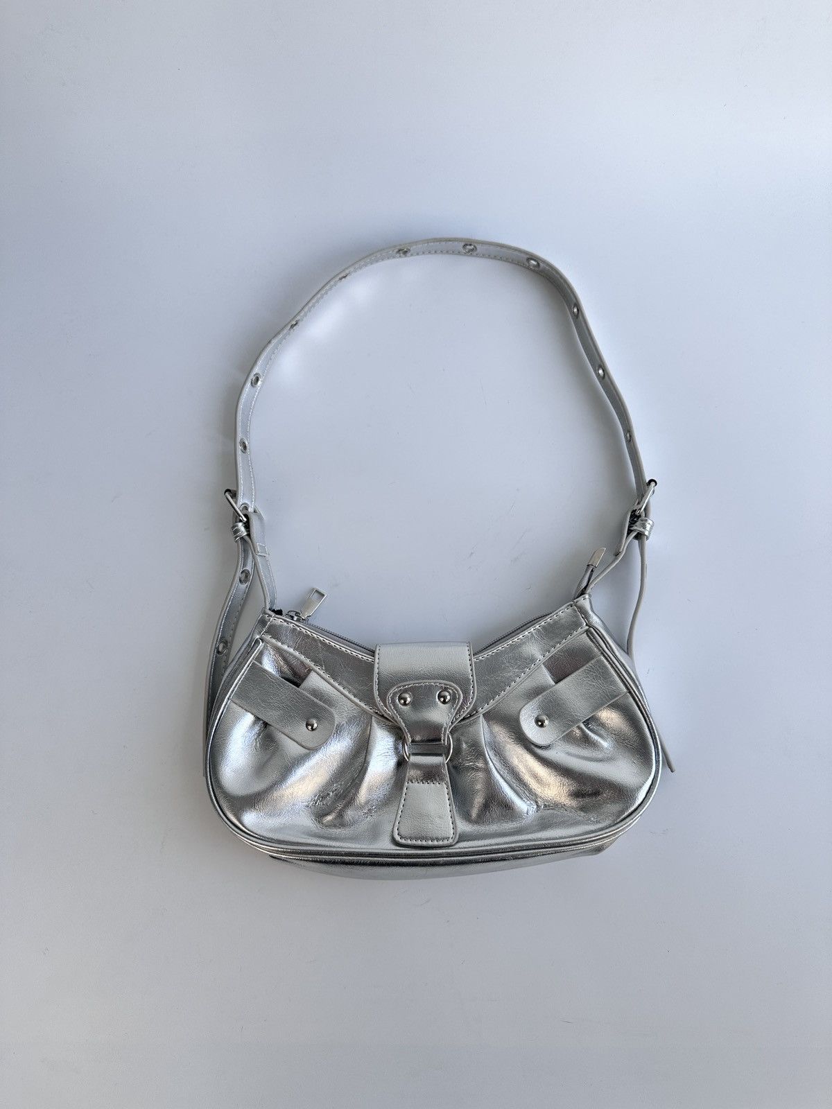 Other Trendy Shoulder Bag Cyber Grunge Aesthetic Chrome Hobo Purse Size ONE SIZE - 2 Thumbnail