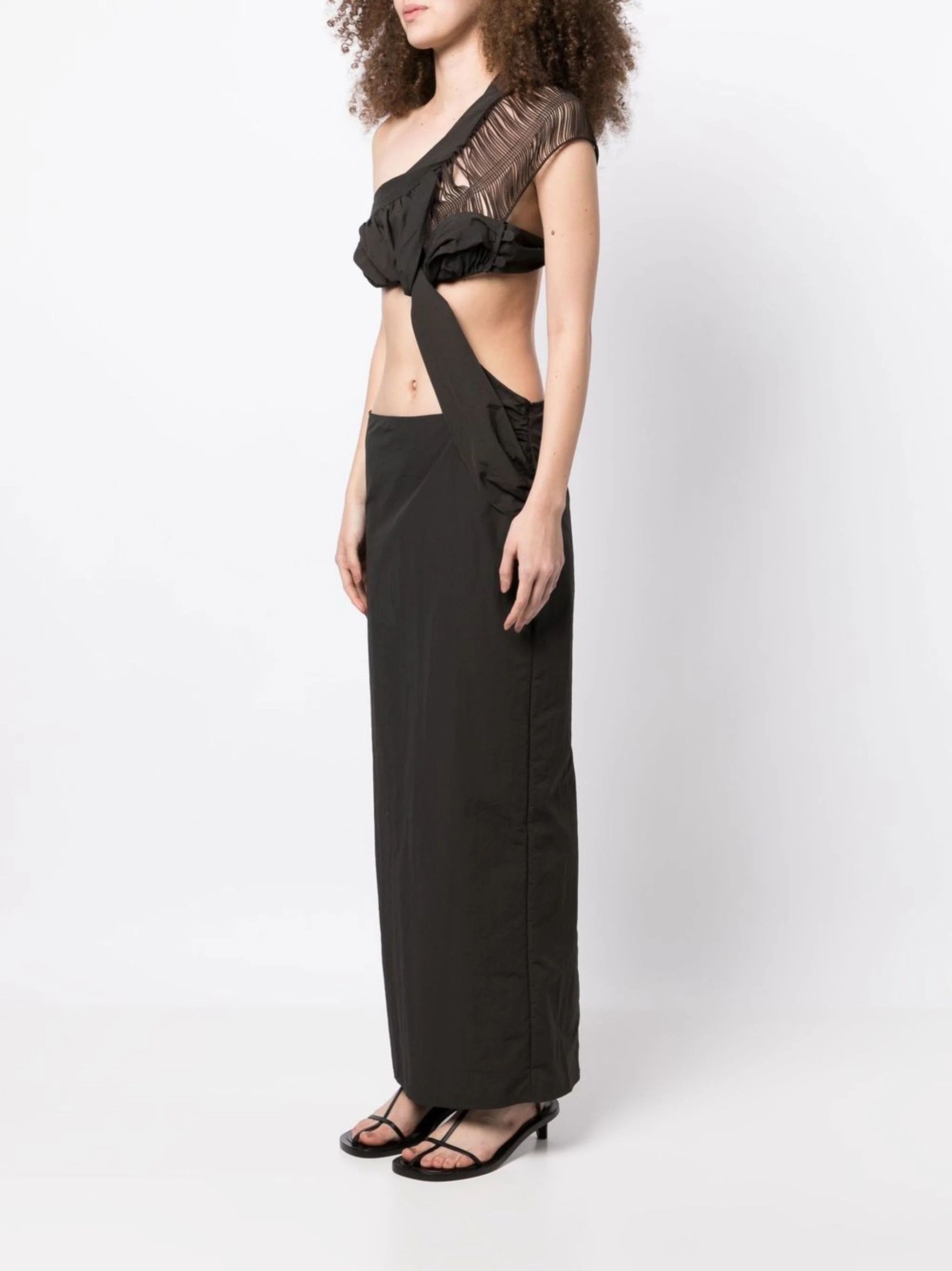 Christopher Esber o1mle0524 Fringed Column Dress in Black Size M / US 6-8 / IT 42-44 - 3 Thumbnail