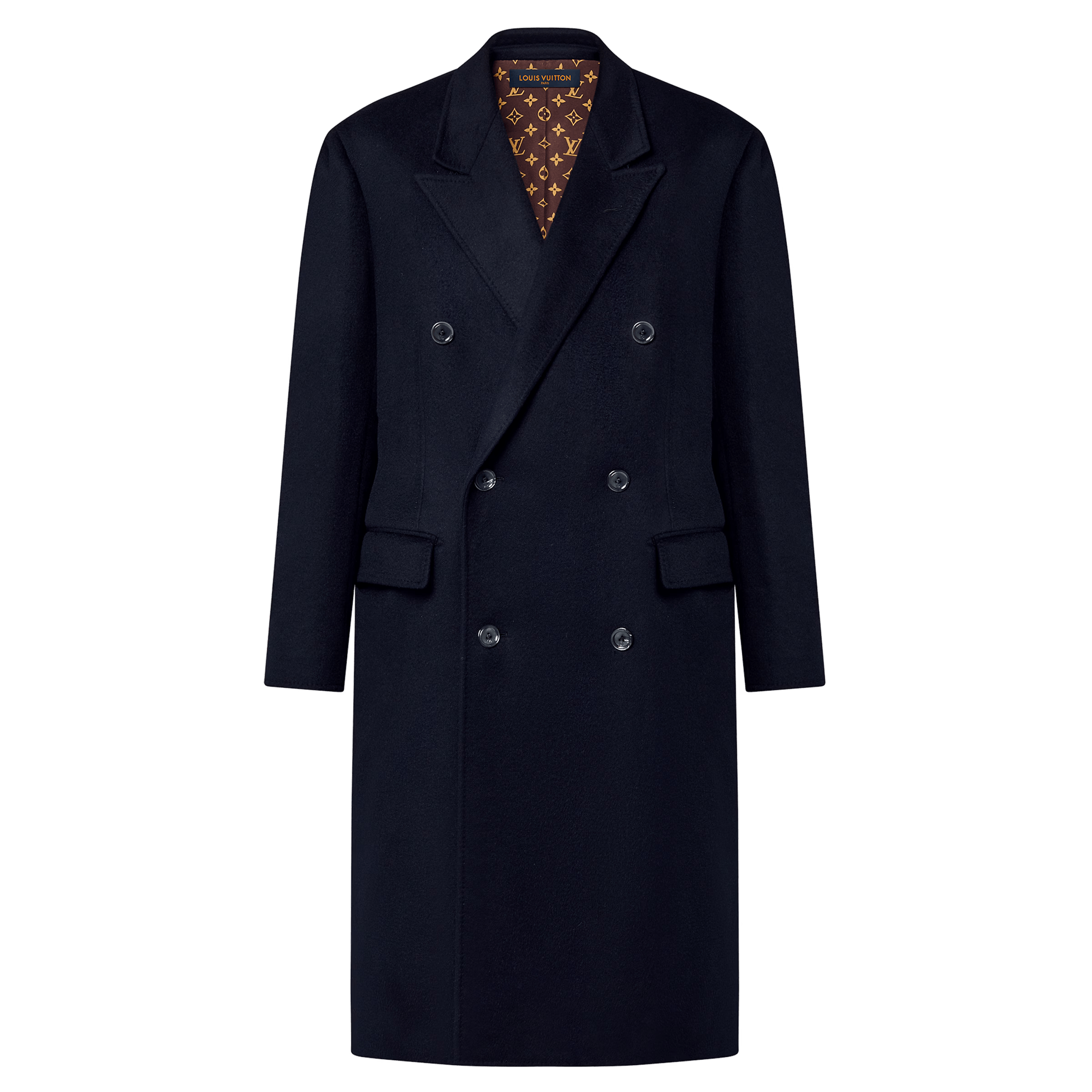 Louis Vuitton o1flszh0925 Double-Breasted Cashmere Coat in Blue/Camel Size S / US 4 / IT 40 - 1 Thumbnail